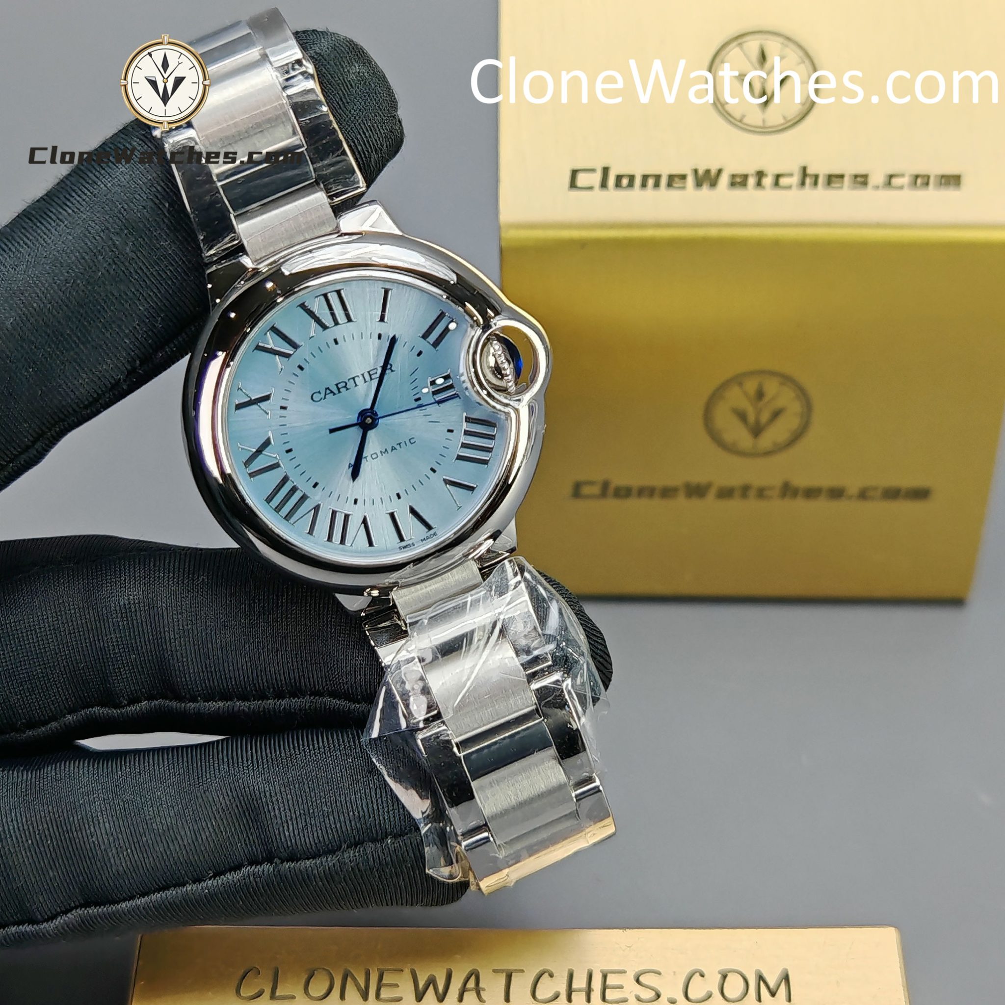 Cartier Super Clone Watches 1:1 Ballon Bleu de WSBB0062 Blue Dial Roman Scale 33mm