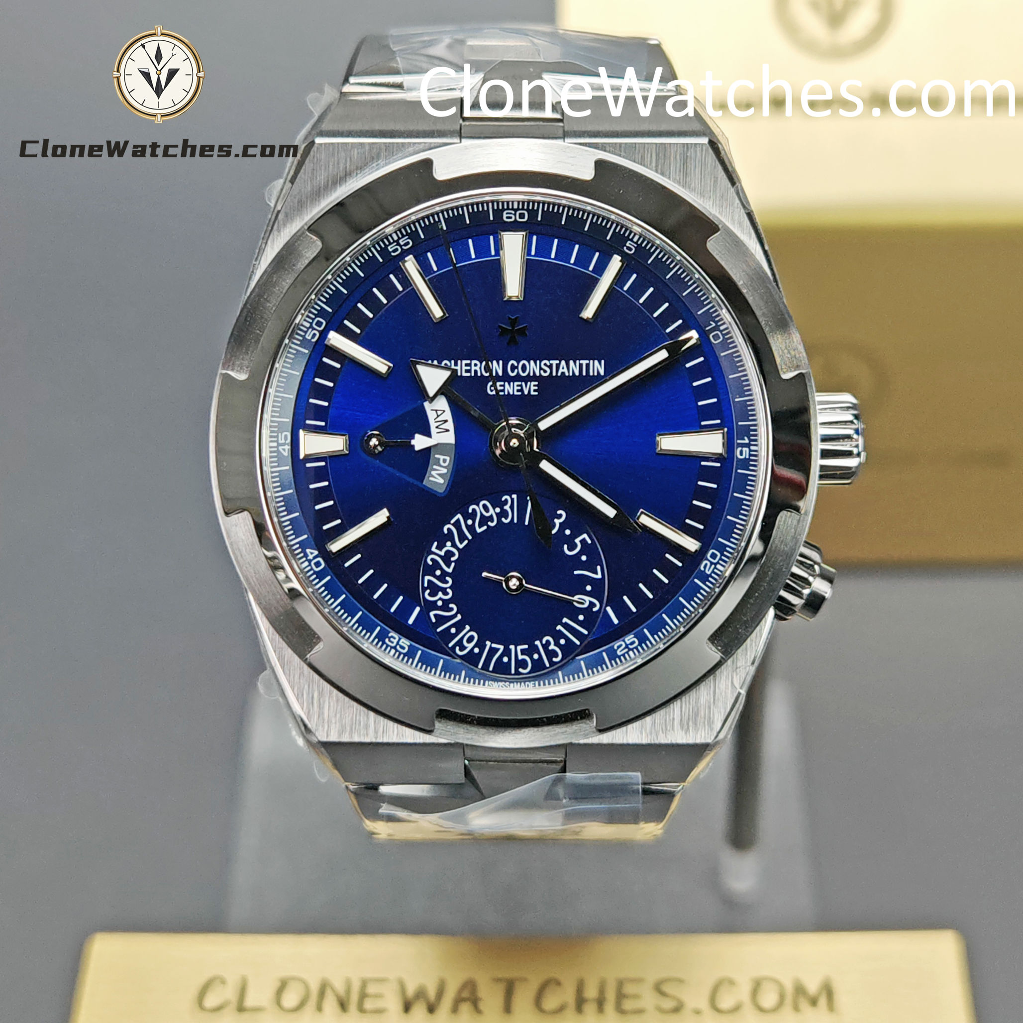 Vacheron Constantin Super Clone Watches 1:1 Overseas Dual Time 7920V/210A-B334 Blue Dial