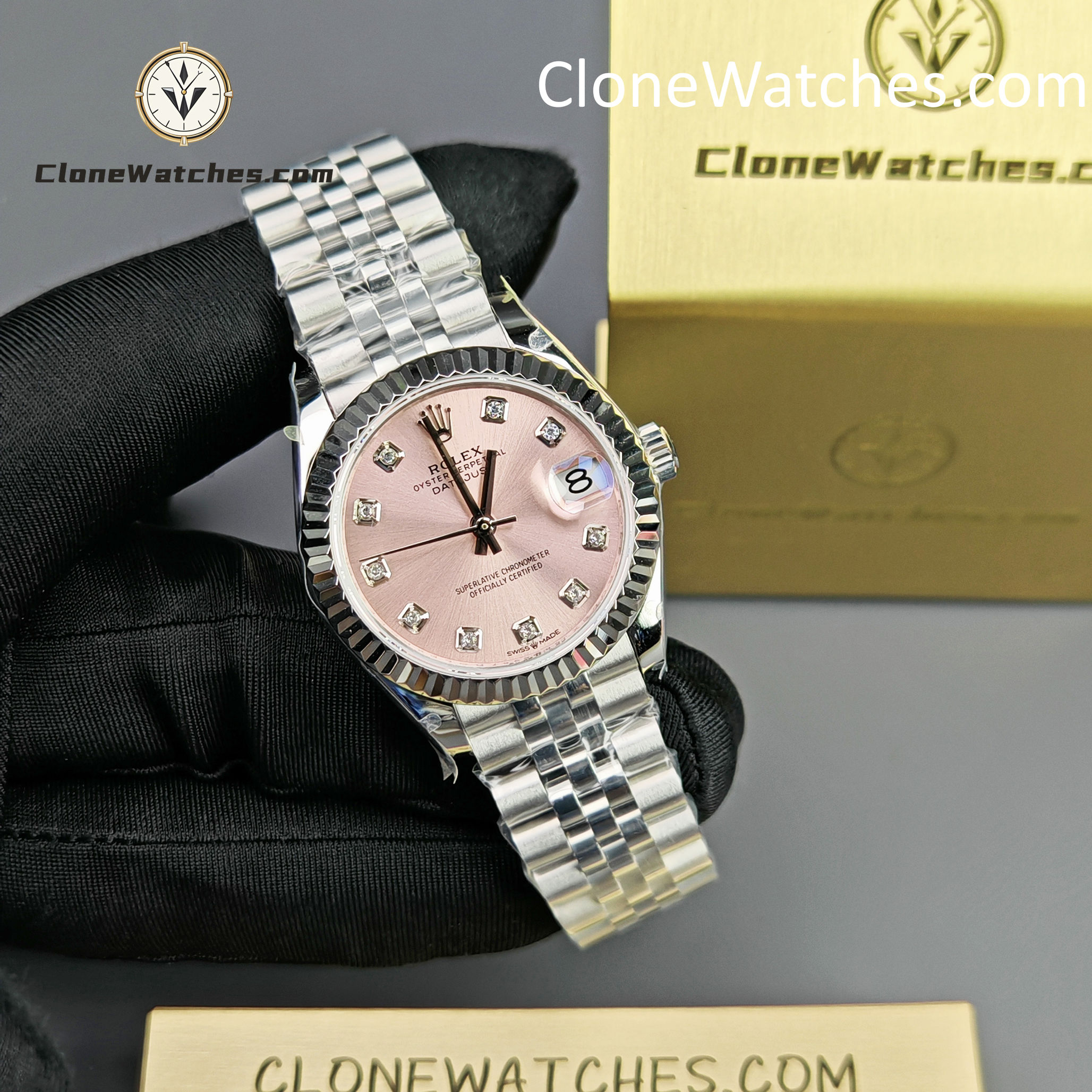 Rolex Super Clone Watches 1:1 DateJust Pink Dial M278274 – 0032 Jubilee 31MM 2236 Movement