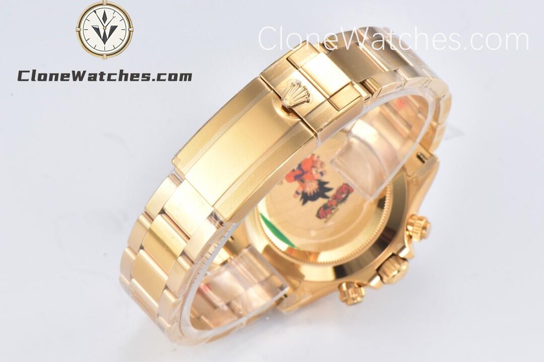 Rolex Super Clone Watches 1:1 Daytona 18K Gold Black Diamond Dial M116508-0016 4130 Movement