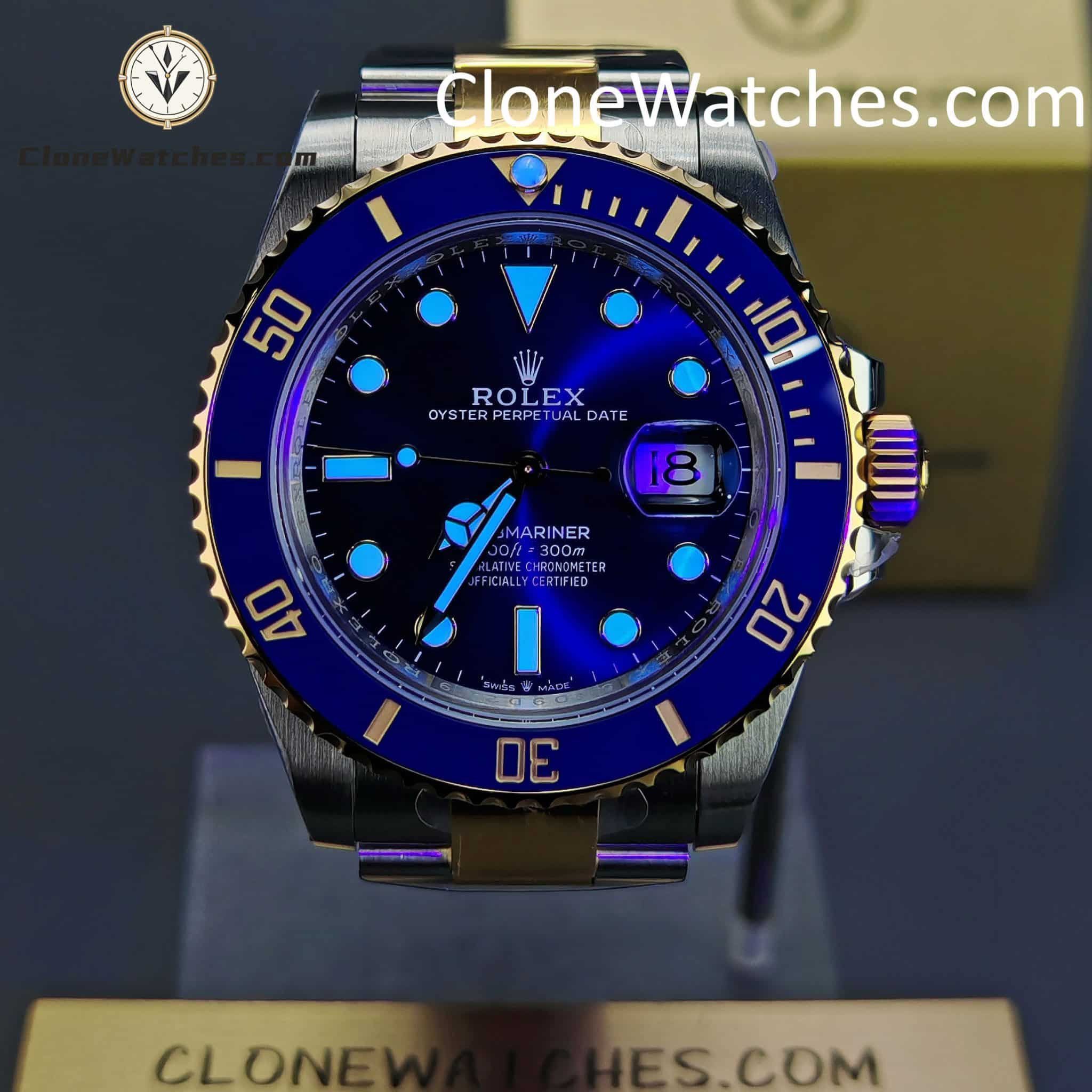 Rolex Super Clone Watches 1:1 Gold Blue Dial Submariner 126613LB 3235 Movement
