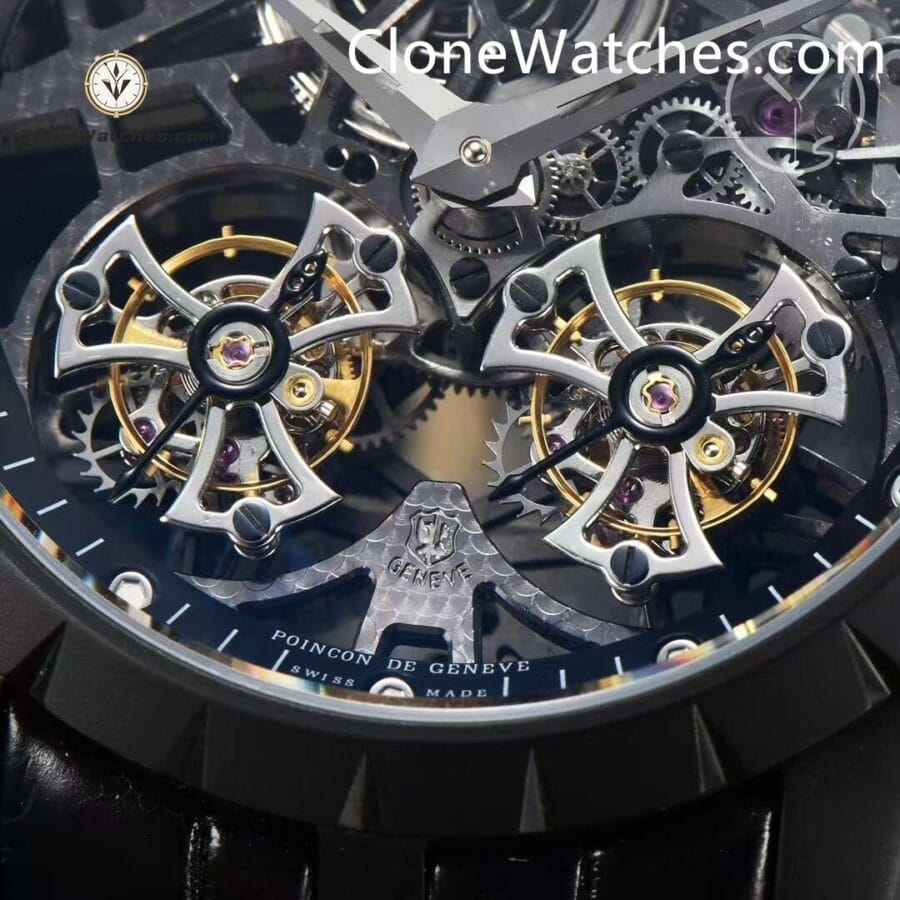 Roger Dubuis Super Clone Watches 1:1 Excalibur Skeleton Double Flying Tourbillon RDDBEX0471 45MM