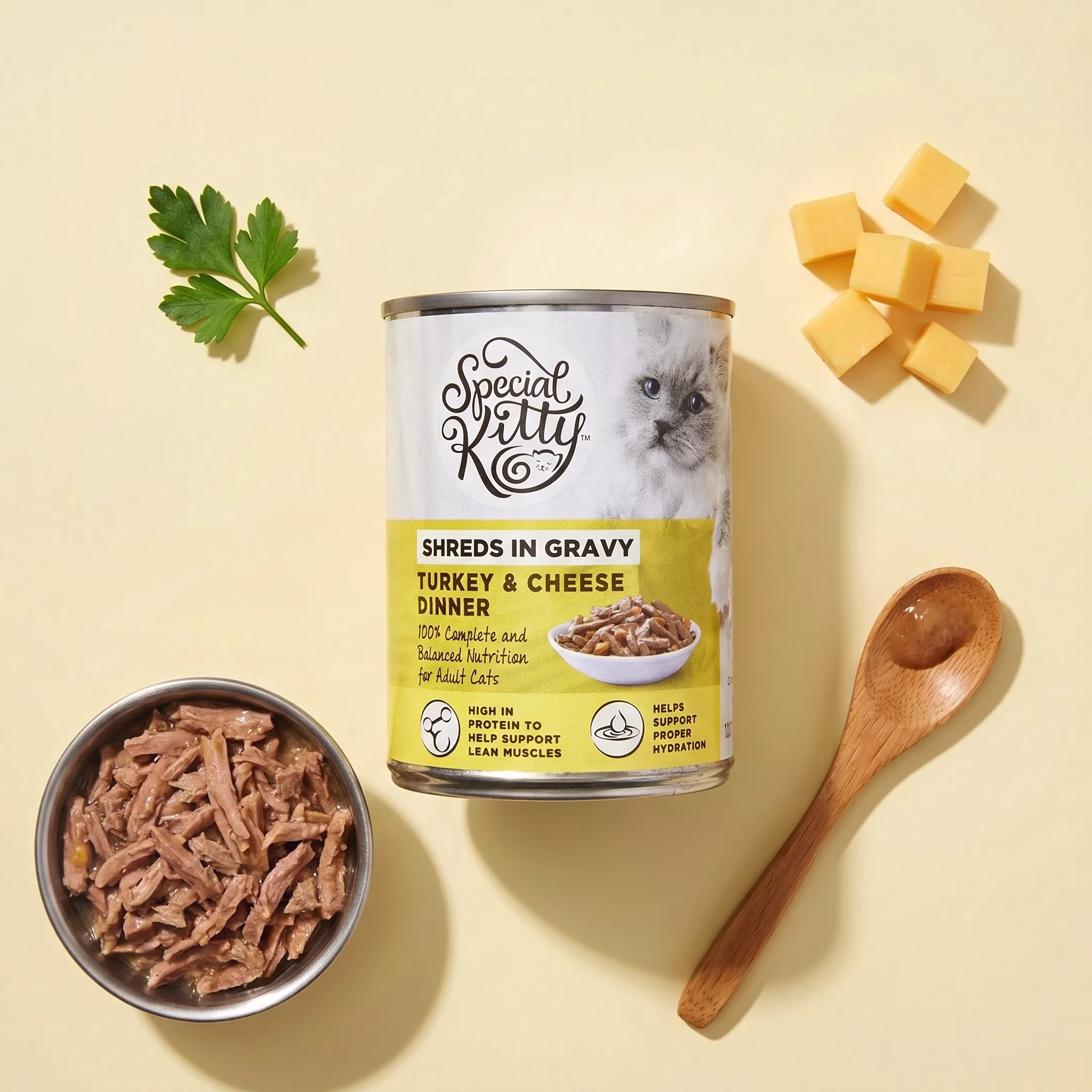 Special Kitty Turkey & Cheese Dinner Shreds in Gravy Wet Cat Food, 13 oz Can