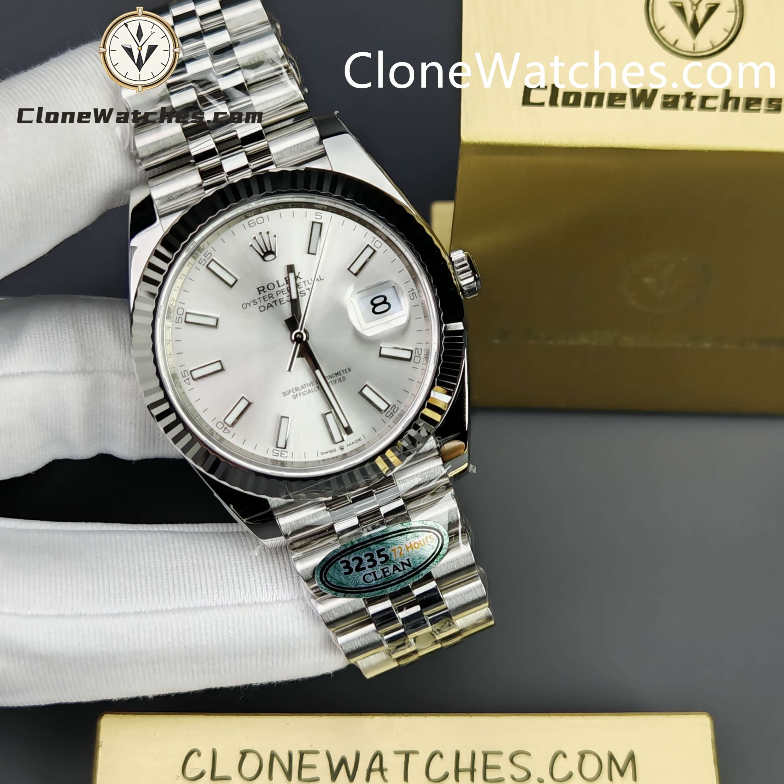 Rolex Super Clone Watches 1:1 DateJust Silver Dial m126334-0004 Jubilee 41MM 3235 Movement