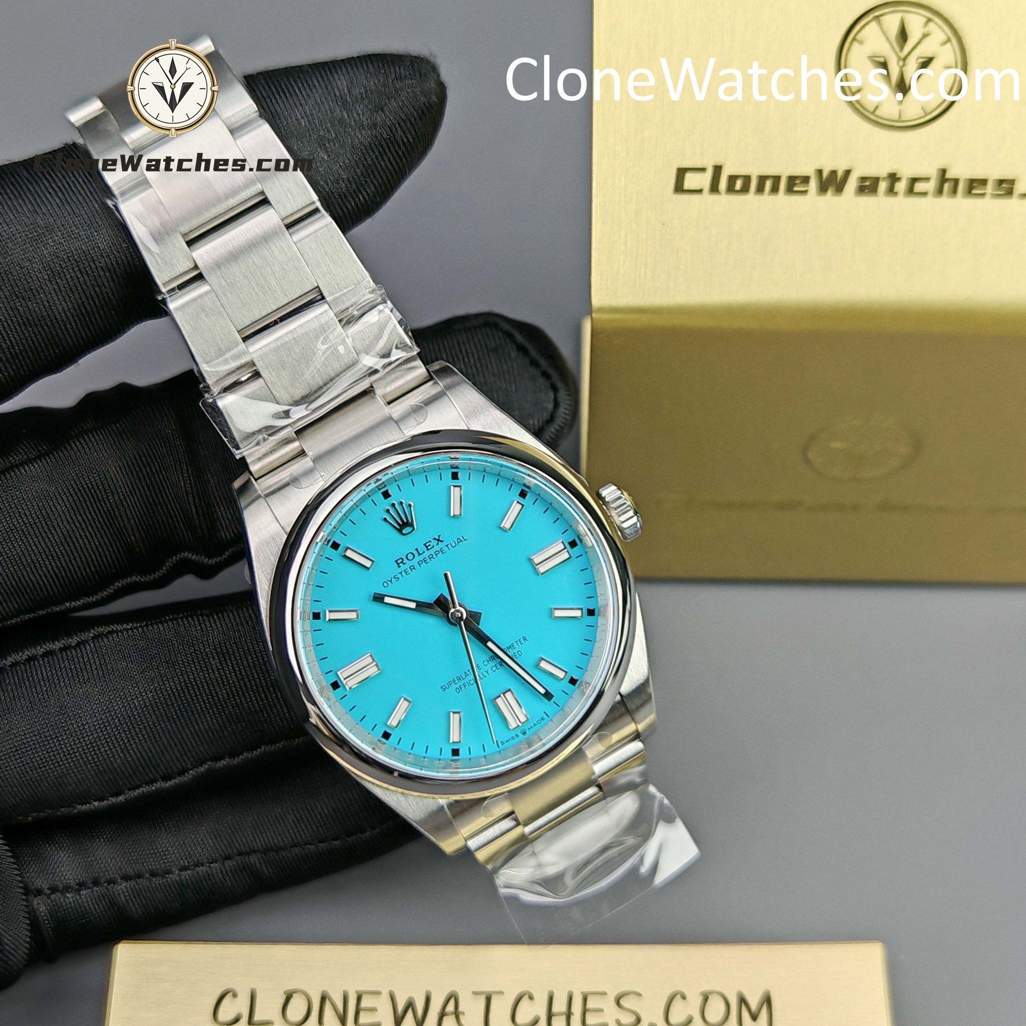 Rolex Super Clone Watches 1:1 Oyster Perpetual Turquoise Blue Dial 36mm M126000-0006 3230 Movement
