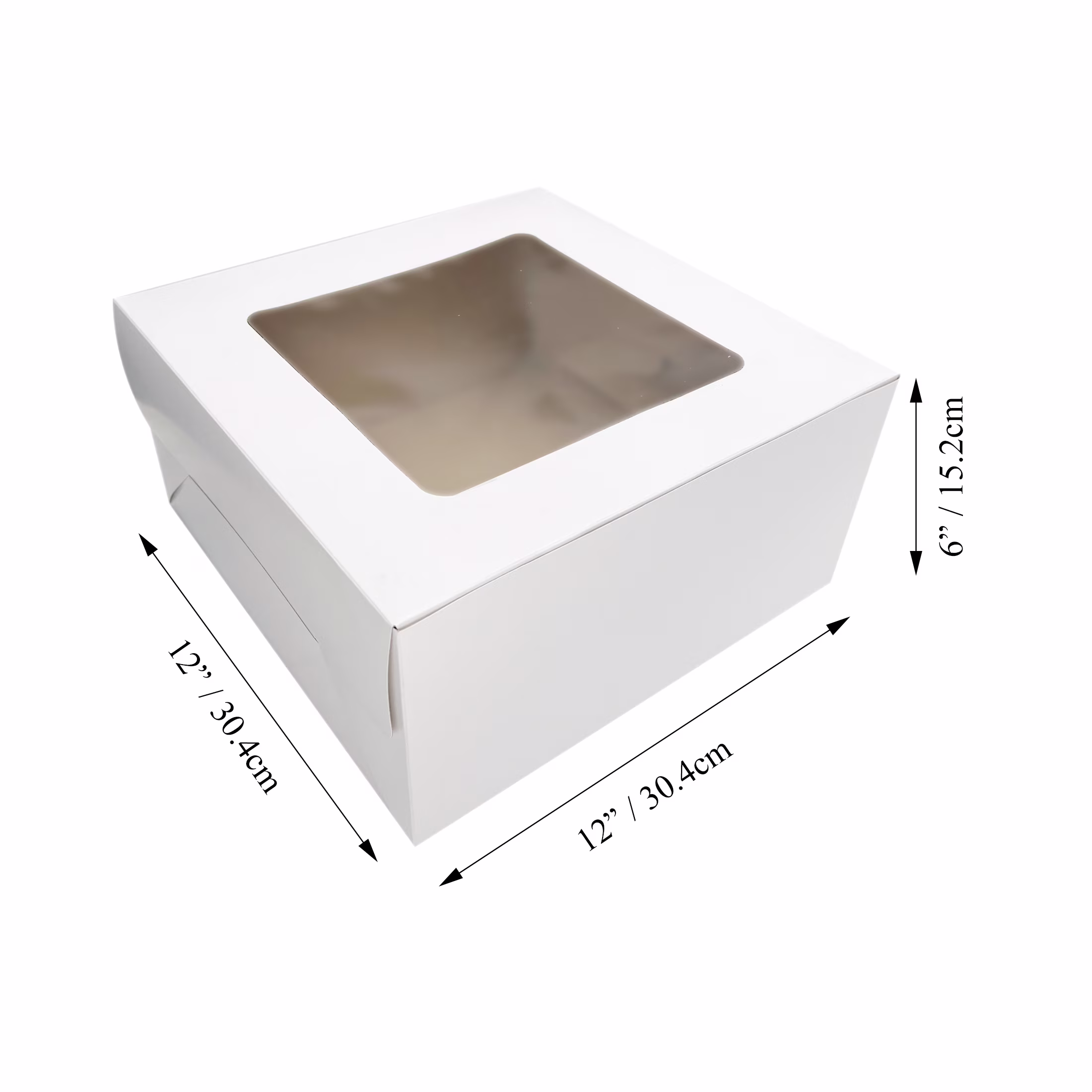 Way To Celebrate White Cake Box with Window, 12 in x 12 in x 6 in, 1 Piece
