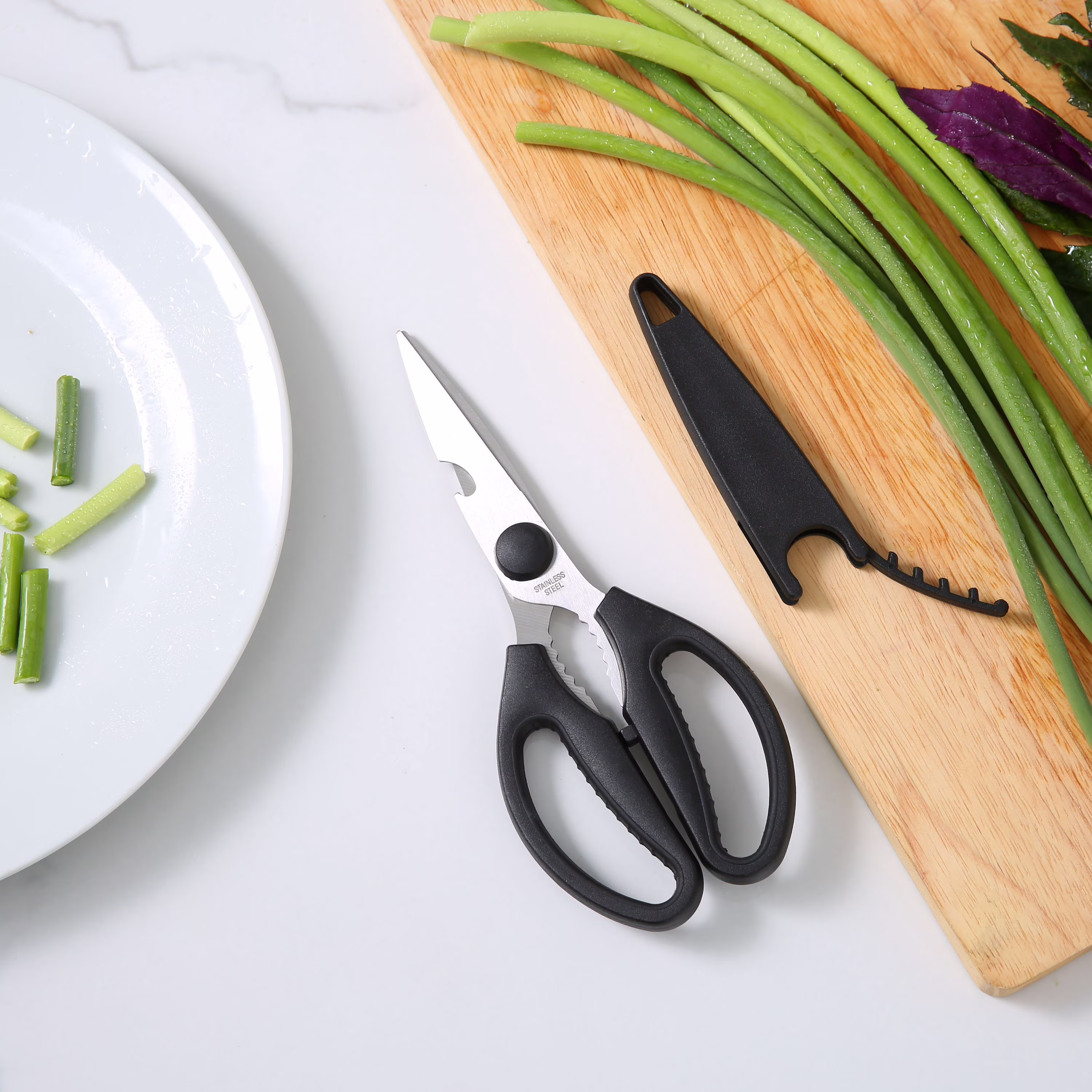 Mainstays Black Handle Stainless Steel Multi-Purpose 8.6in Kitchen Shears