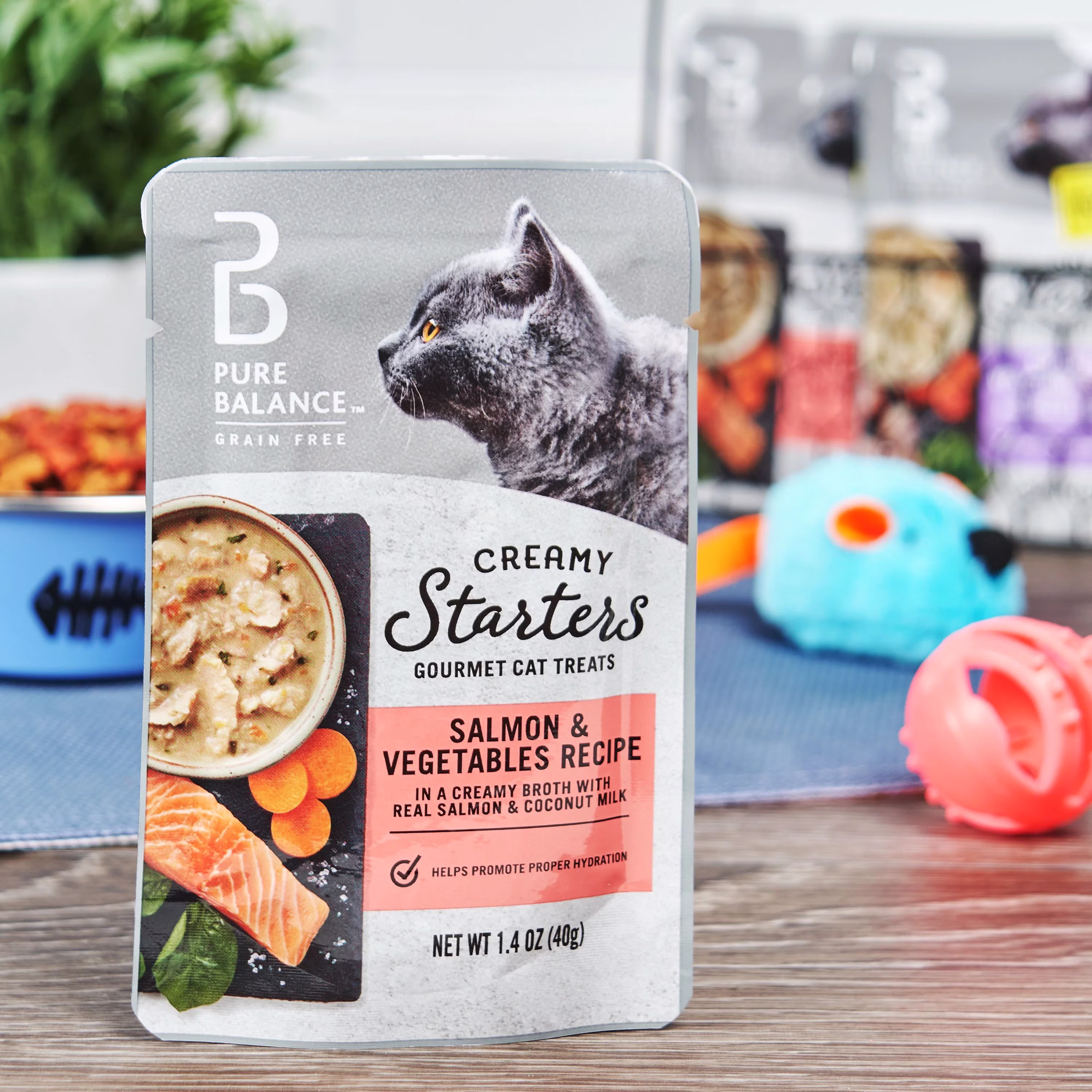 (2 pack) Pure Balance Gourmet Cat Treat Creamy Starters, Salmon & Vegetable Recipe, 1.4 oz