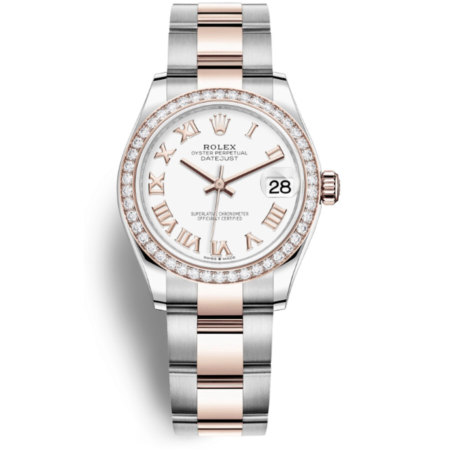 Rolex Datejust White Dial Automatic Ladies Steel and Everose Gold Oyster Watch 278381WRO（Lifetime free warranty+90-days replacement service & Refund!.）