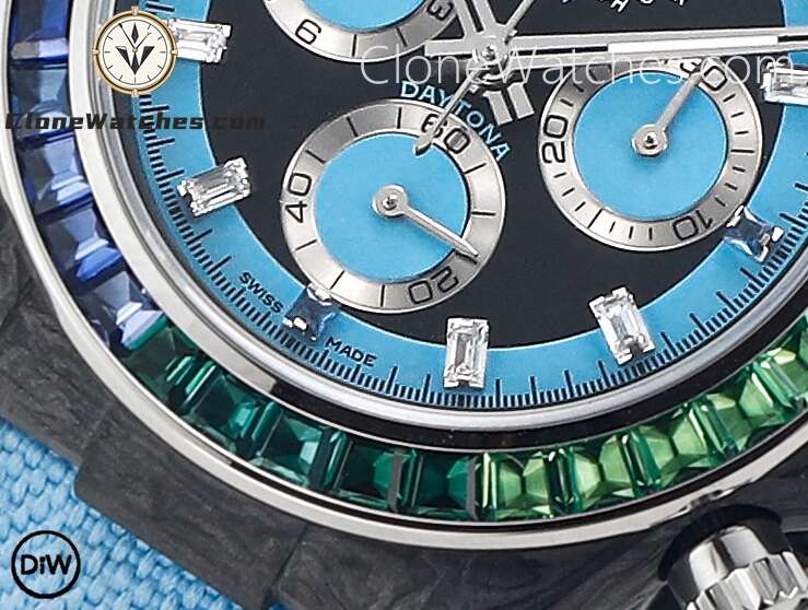 Modified Super Clone Watches 1:1 DiW Rolex Daytona Carbon Fiber RAINBOW BLUE