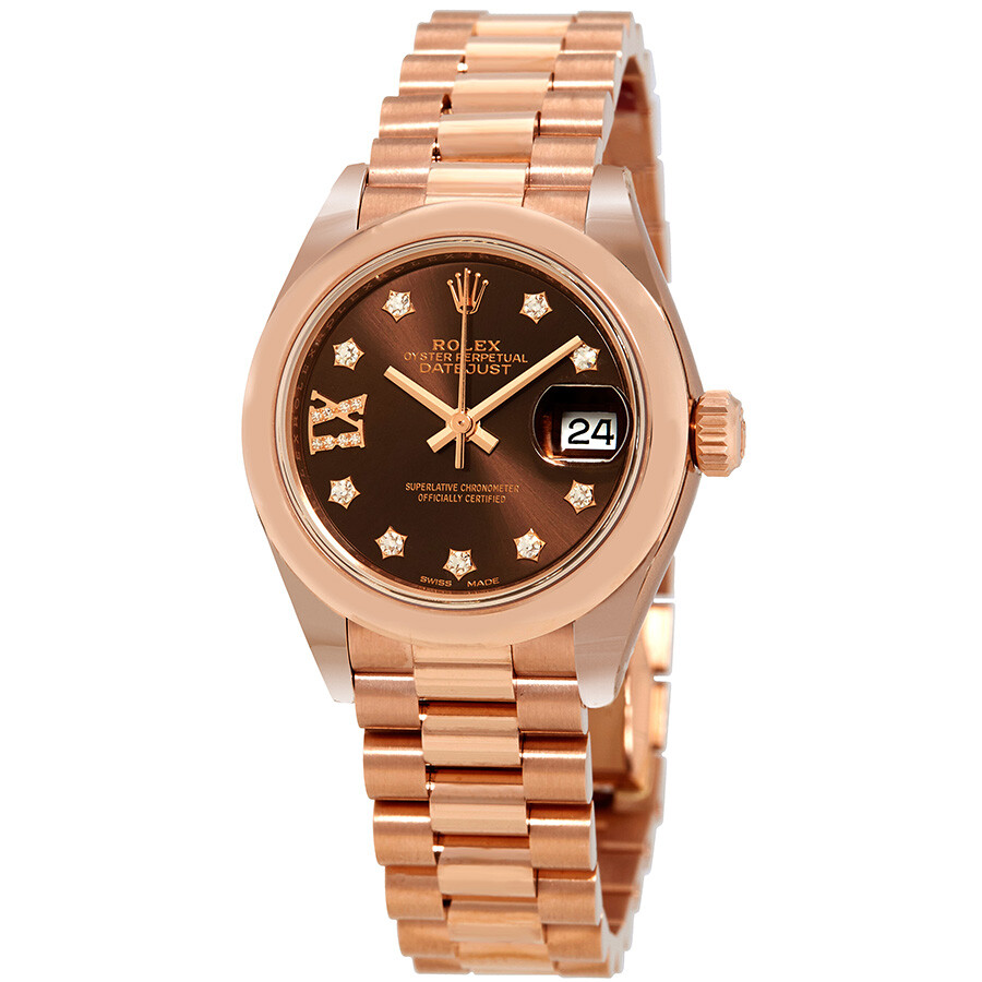Rolex Lady-Datejust 28 Chocolate Dial 18K Everose Gold President Automatic Ladies Watch 279165CHRDP（Lifetime free warranty+90-days replacement service & Refund!.）