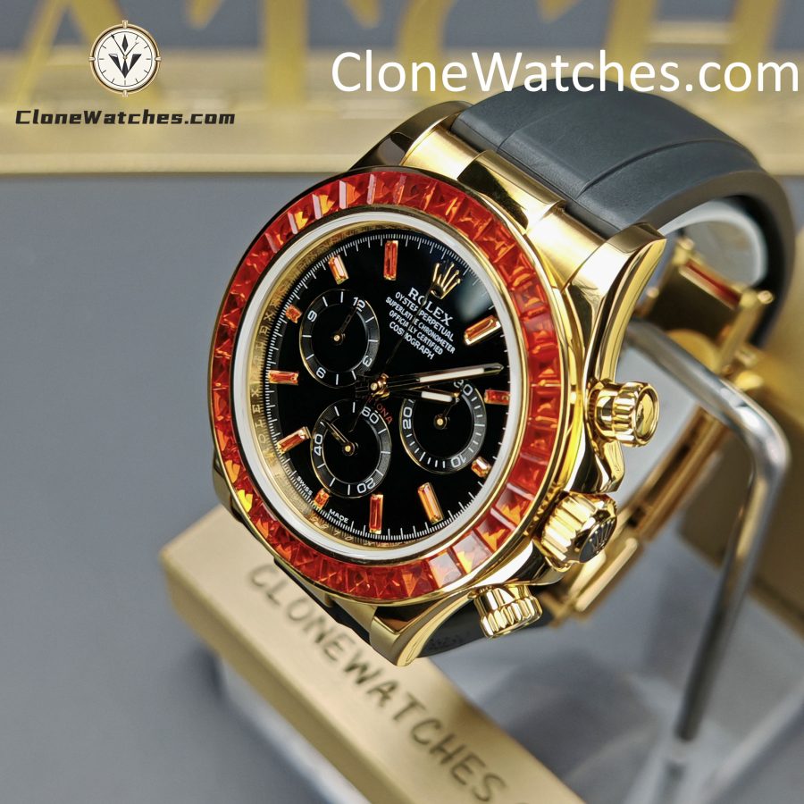 Modified Super Clone Watches 1:1 Rolex Daytona 18K Gold Diamond Bezel 4130 Movement