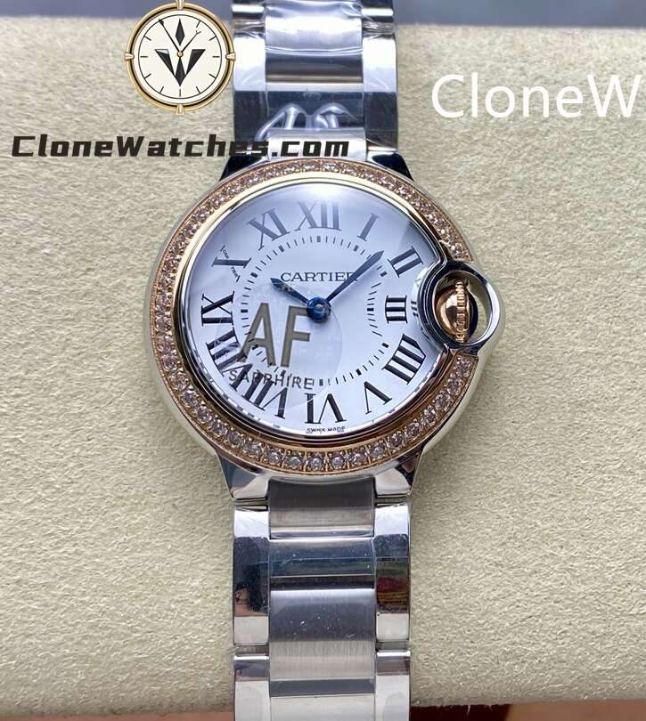 Cartier Super Clone Watches 1:1 Ballon Bleu de WE902079 White Roman Dial 28mm
