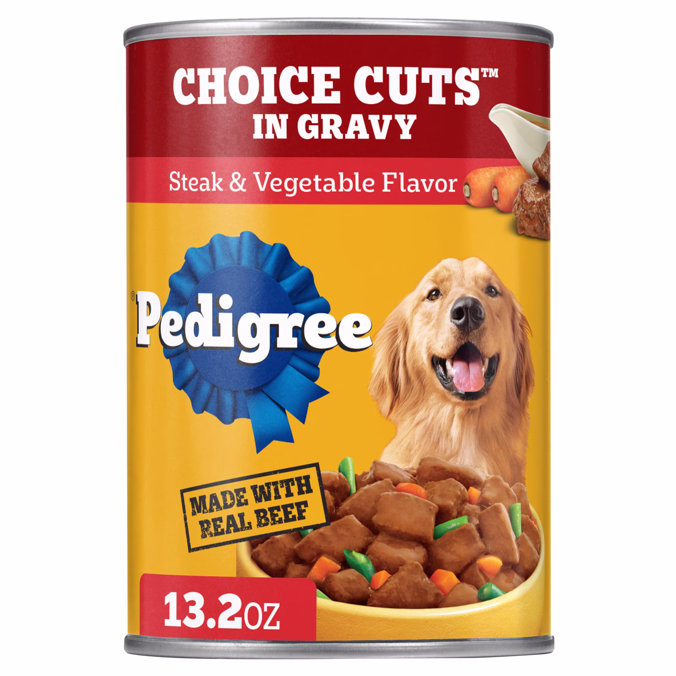 (6 pack) Pedigree Choice Cuts In Gravy Adult Wet Dog Food Steak & Vegetable Flavor, 13.2 Oz Cans 12 Pack