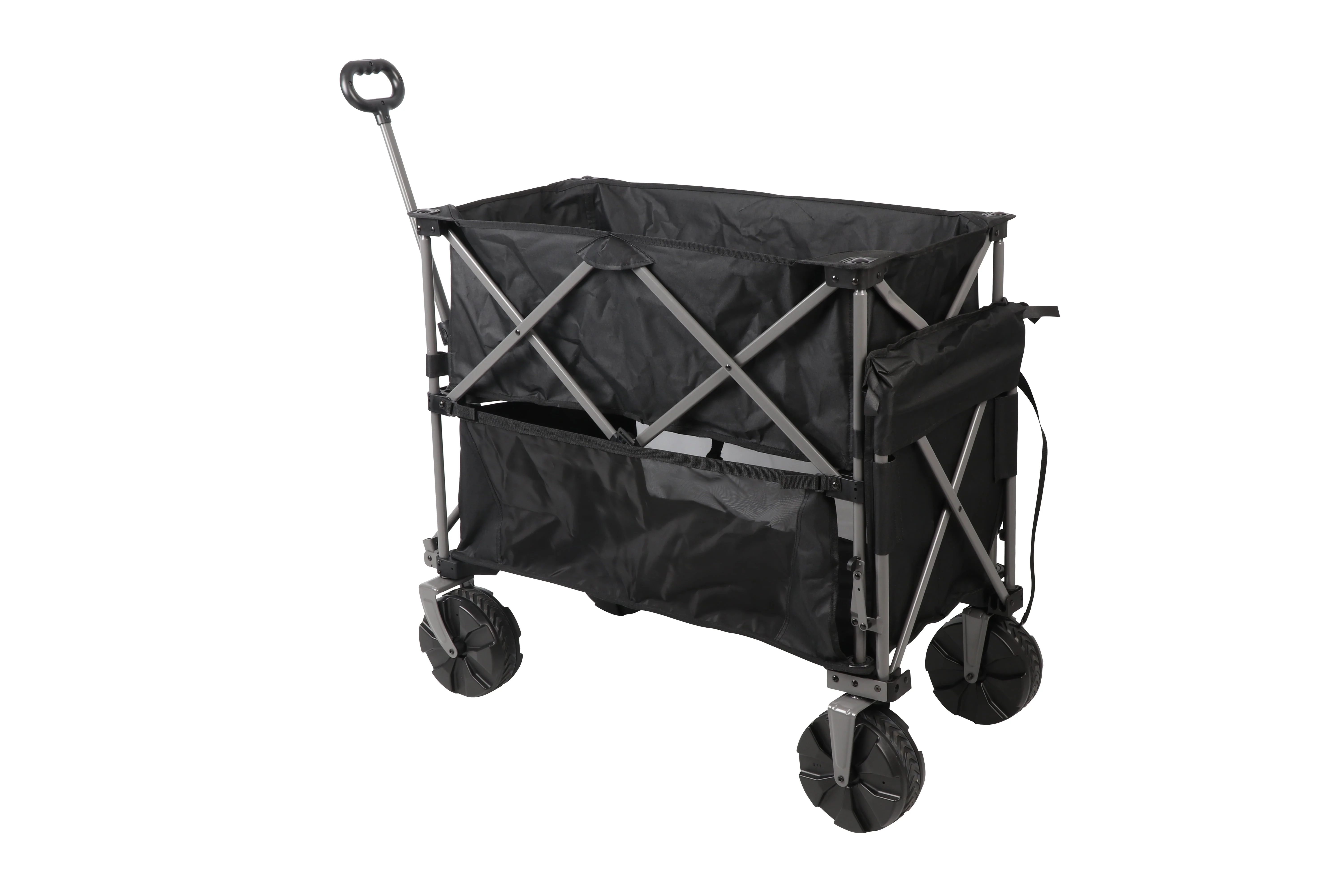 Ozark Trail Double Decker Folding Wagon with Extension Handle, Black