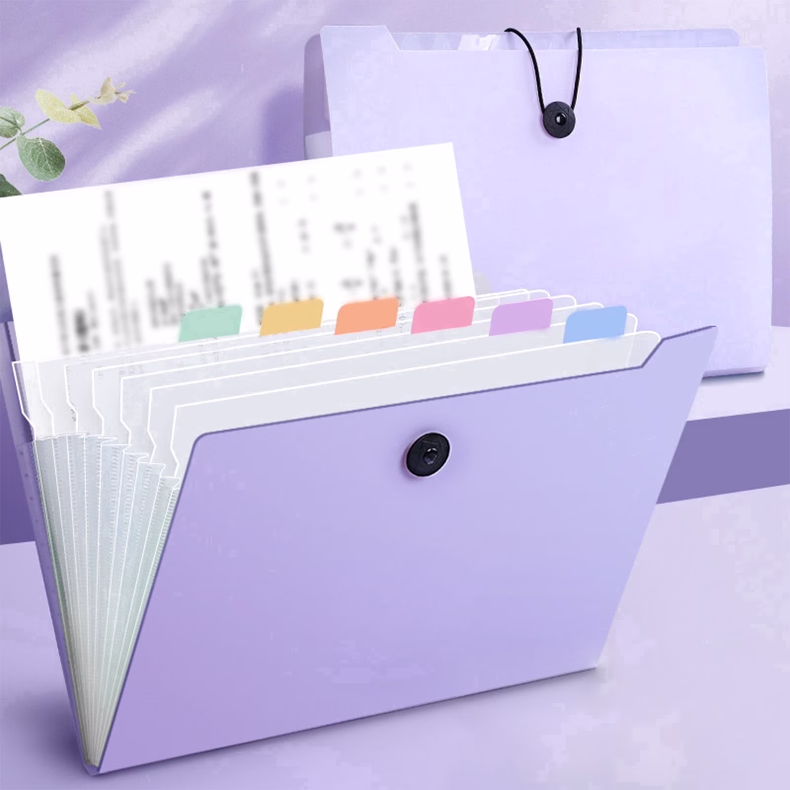 8-Pocket Expandable File Folder - 1pc Waterproof A4 Accordion Organizer with Labels(Purple)