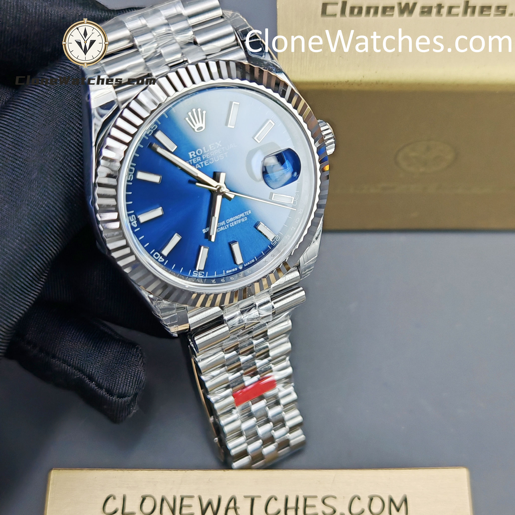 Rolex Super Clone Watches 1:1 DateJust Blue Dial M126334 Jubilee 41MM 3235 Movement