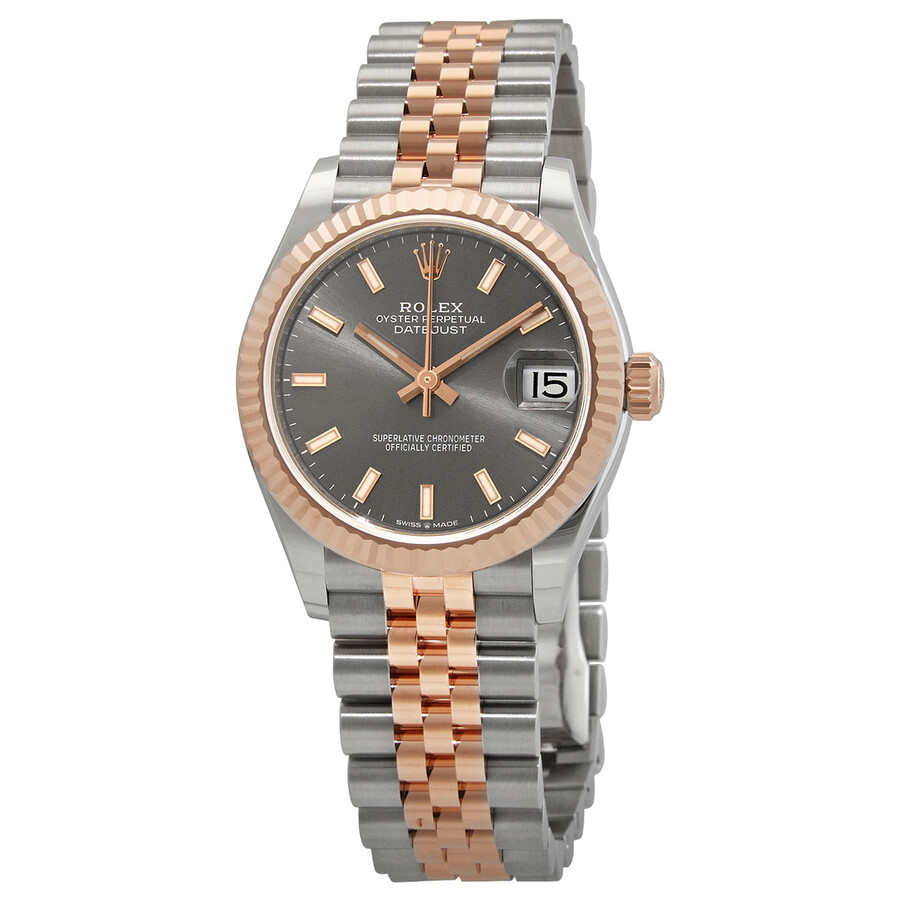 Rolex Datejust 31 Dark Rhodium Dial Automatic Ladies Steel and 18kt Everose Gold Jubilee Watch 278271DRSJ（Lifetime free warranty+90-days replacement service & Refund!.）