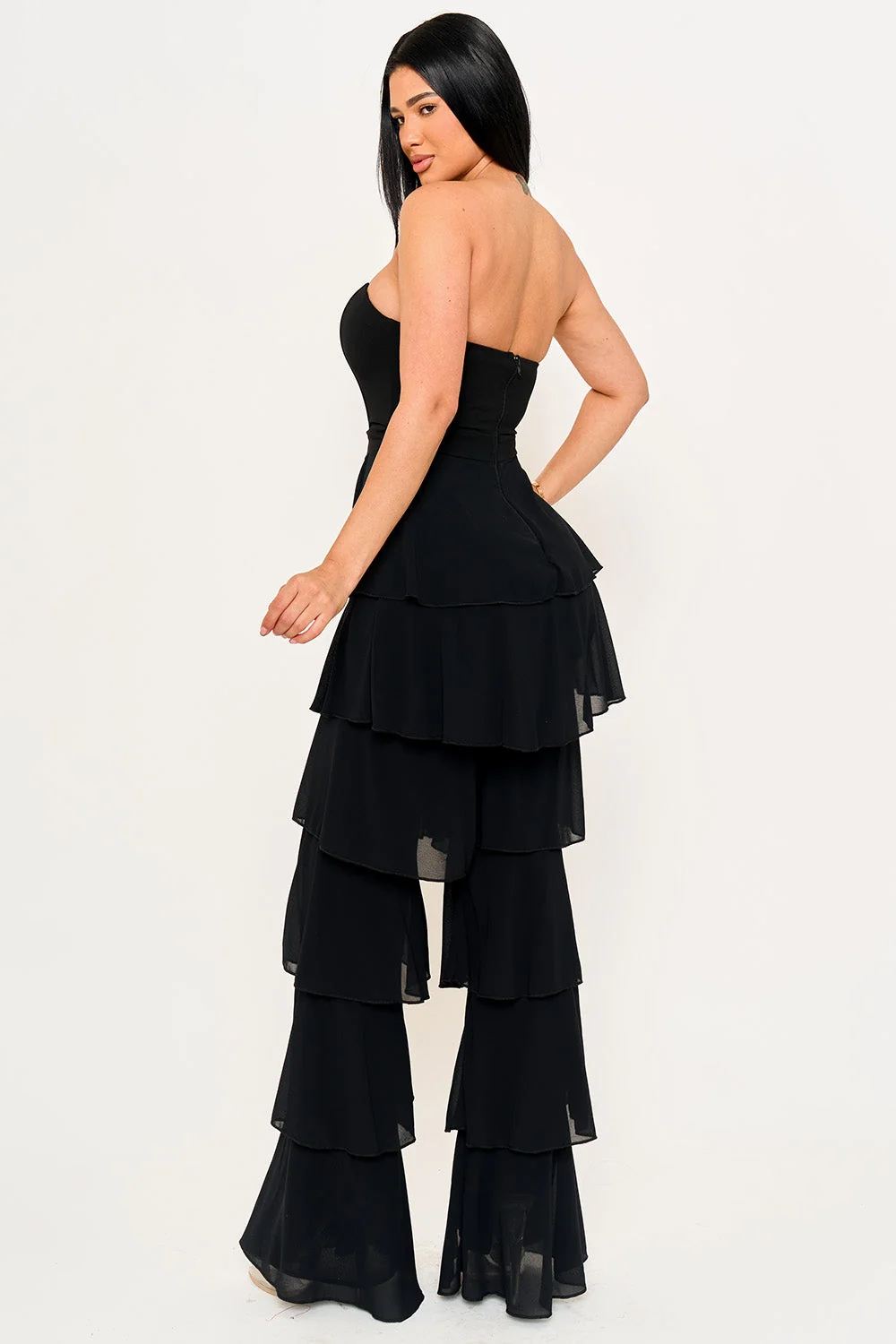 Symphony Jumpsuit - Techno Crepe & Chiffon Contrast Jumpsuit