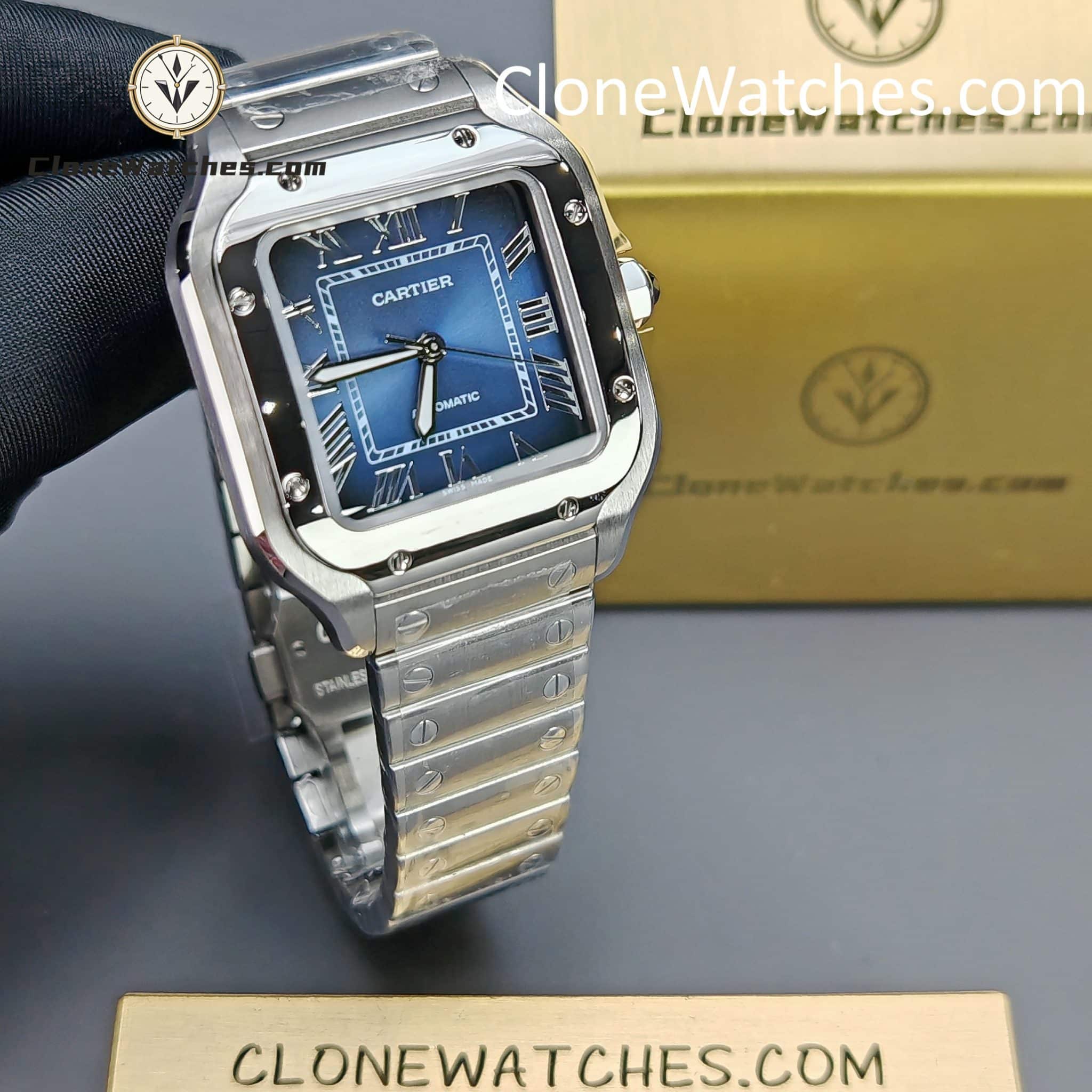 Cartier Super Clone Watches 1:1 Santos Series Gradient Blue Dial 35.1MM WSSA0063