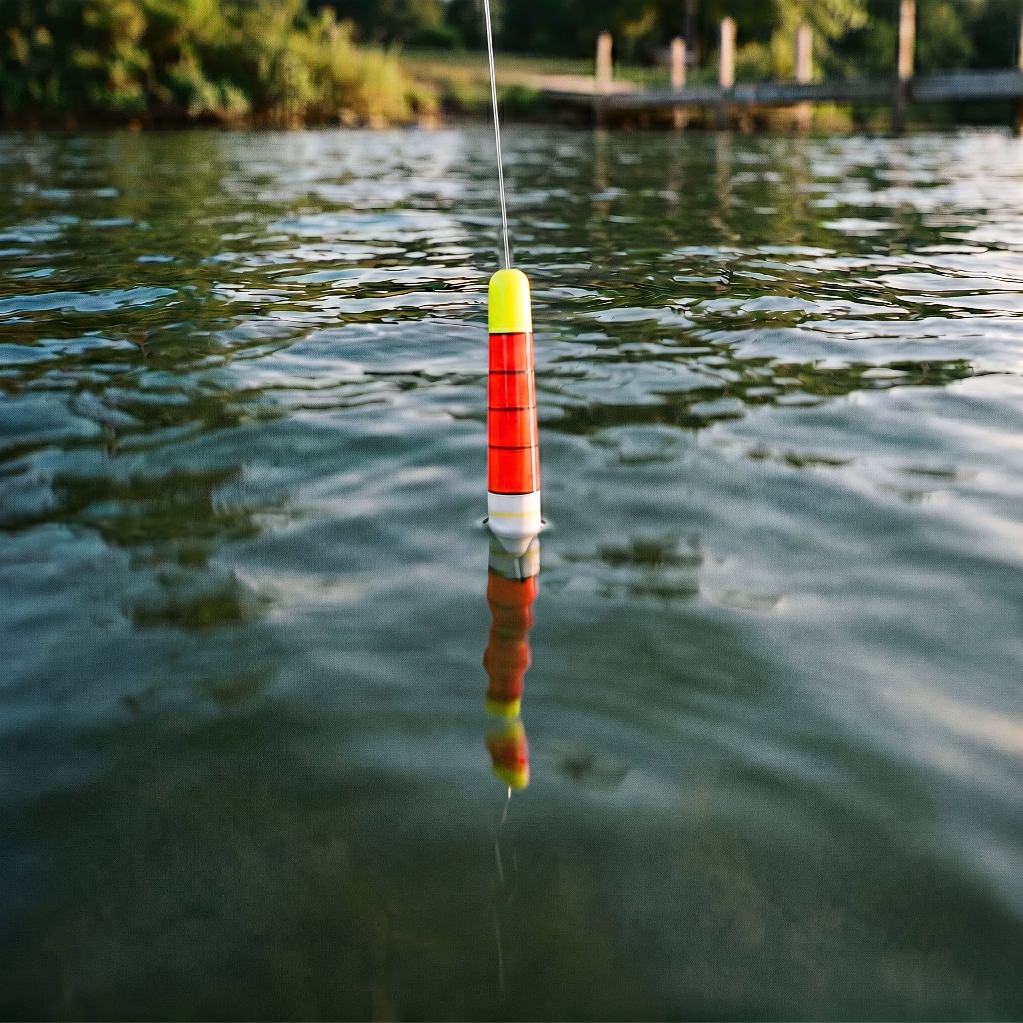 Comal Spring Stick Fishing Bobber, Pear Shape, Red and White