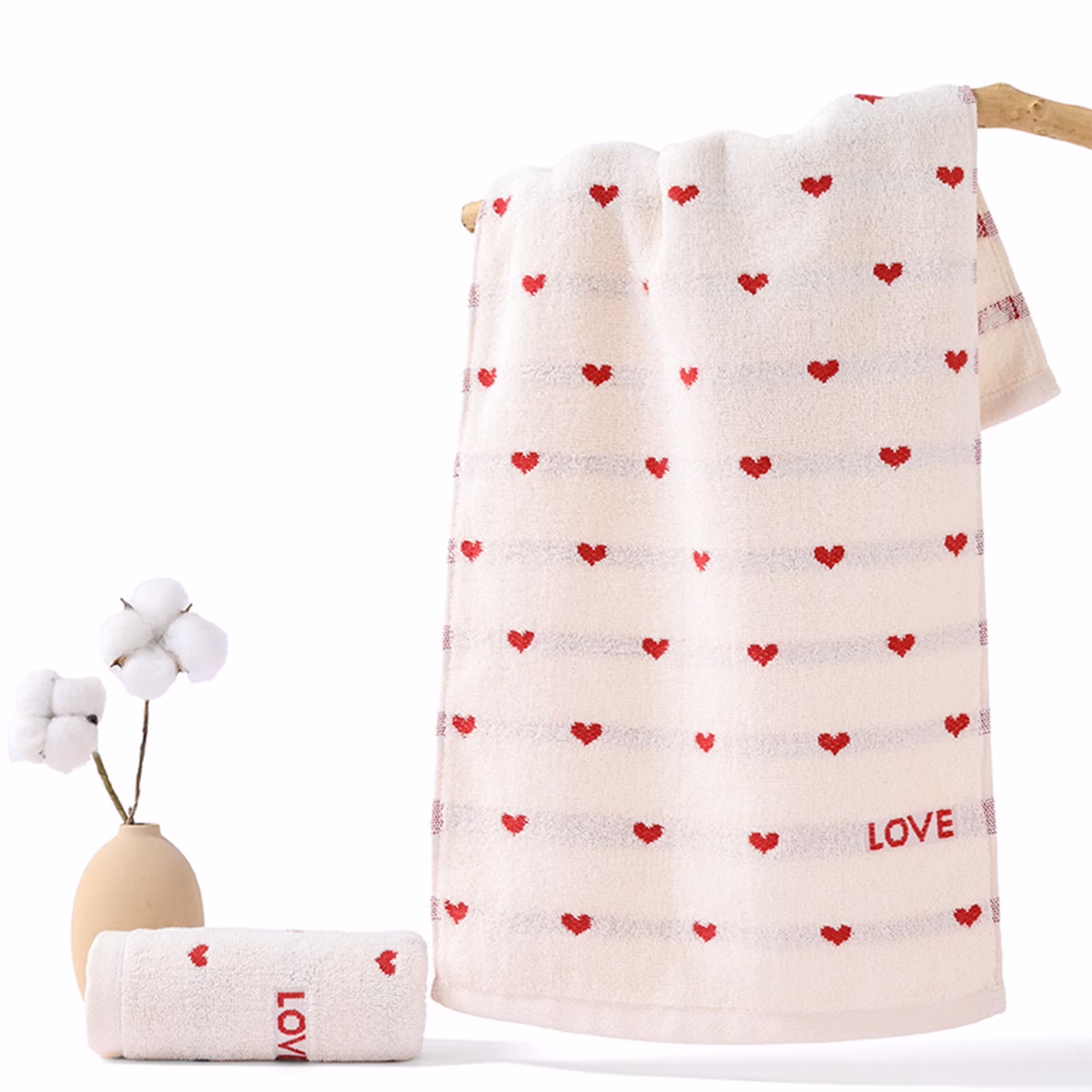 Tyidzon Valentines Day Face Towels, Cotton Premium Red Heart Towels for Bathroom Highly Absorbent Hand Towels for Valentines Day Decorations Gifts Bathroom, 14x30