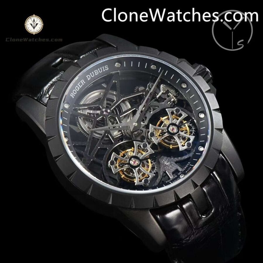 Roger Dubuis Super Clone Watches 1:1 Excalibur Skeleton Double Flying Tourbillon RDDBEX0471 45MM