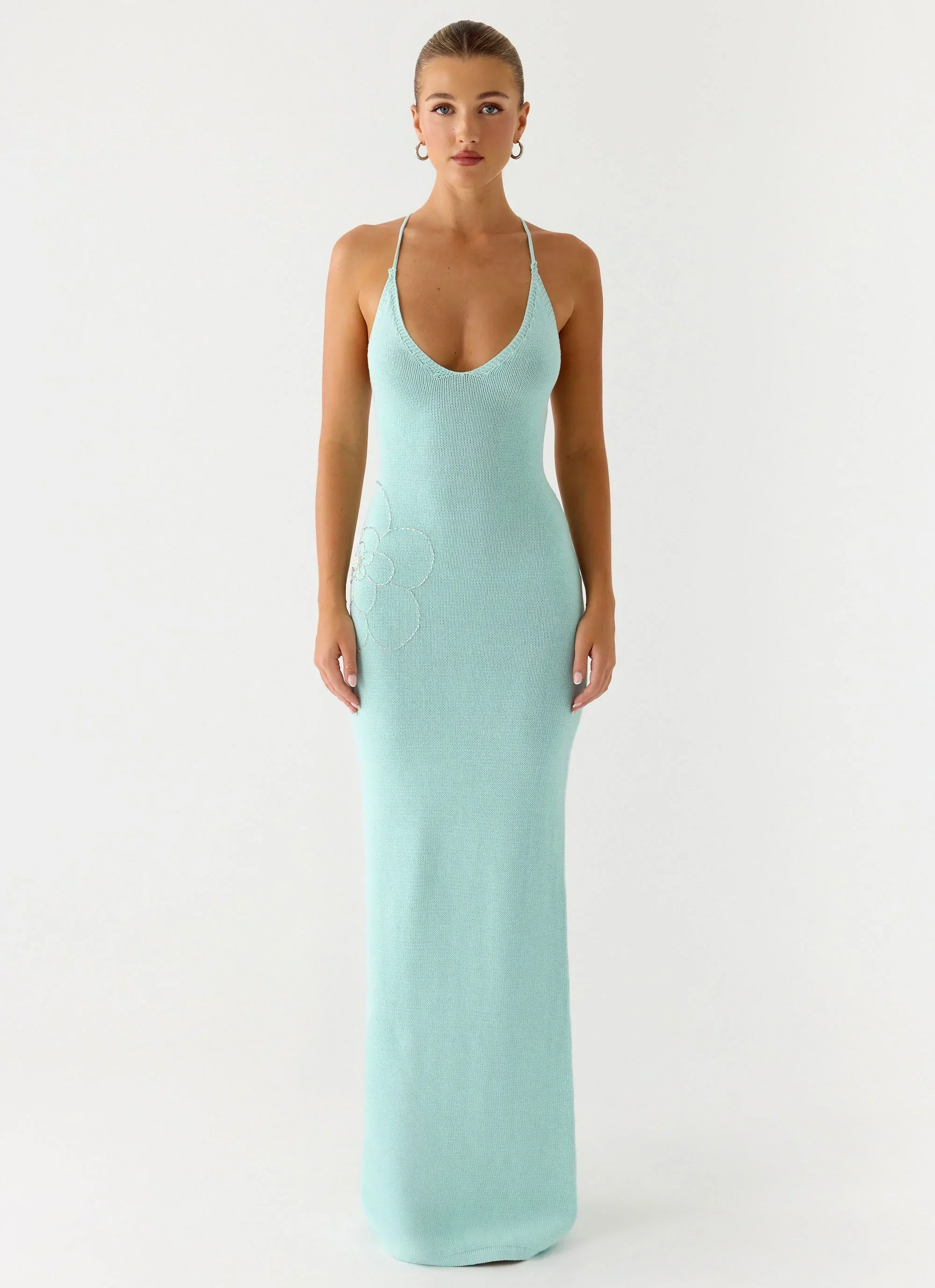Amaya Knit Maxi Dress - Aqua