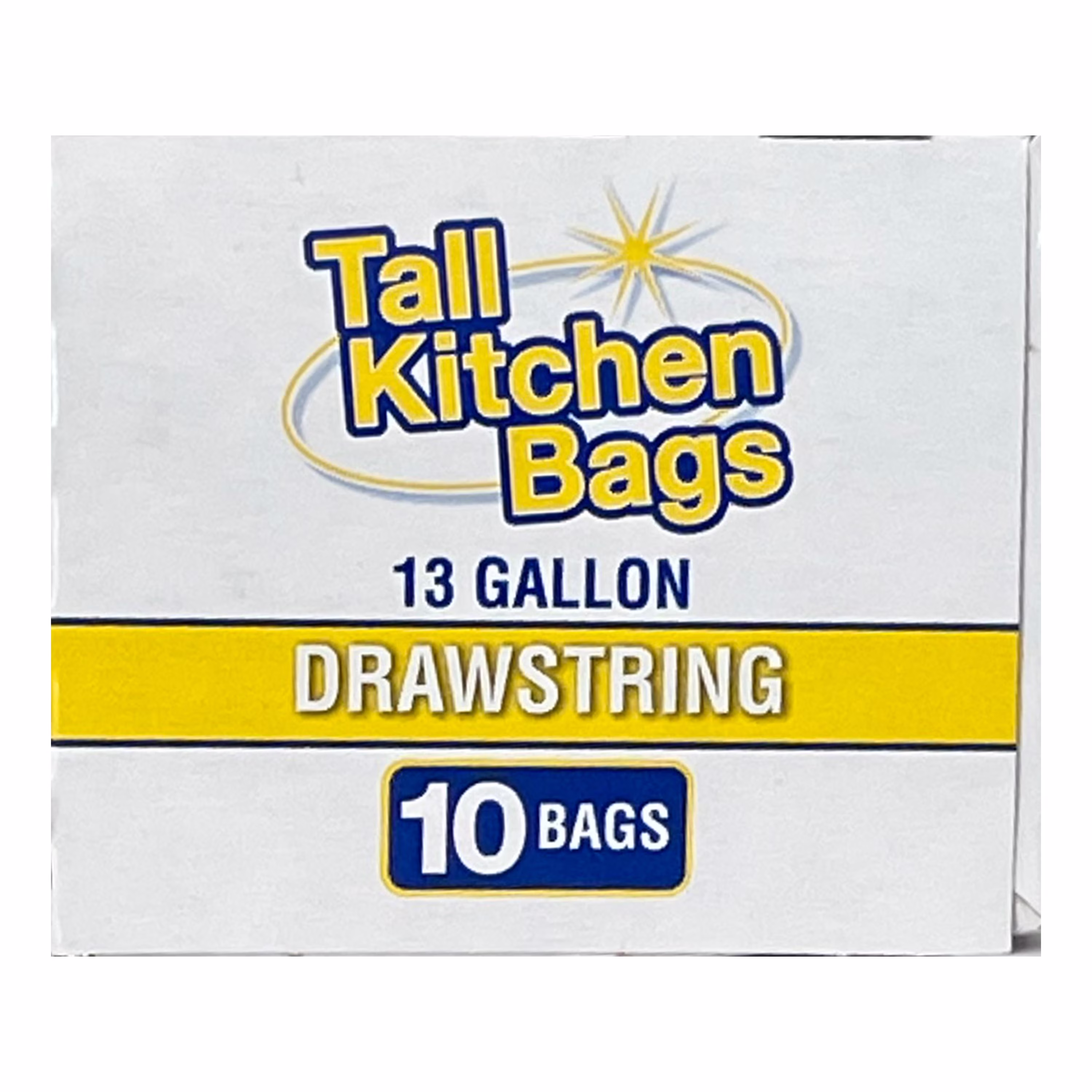 Basic Kitchen Trash Bags, 13 Gallon, 10 Bags (Drawstring)