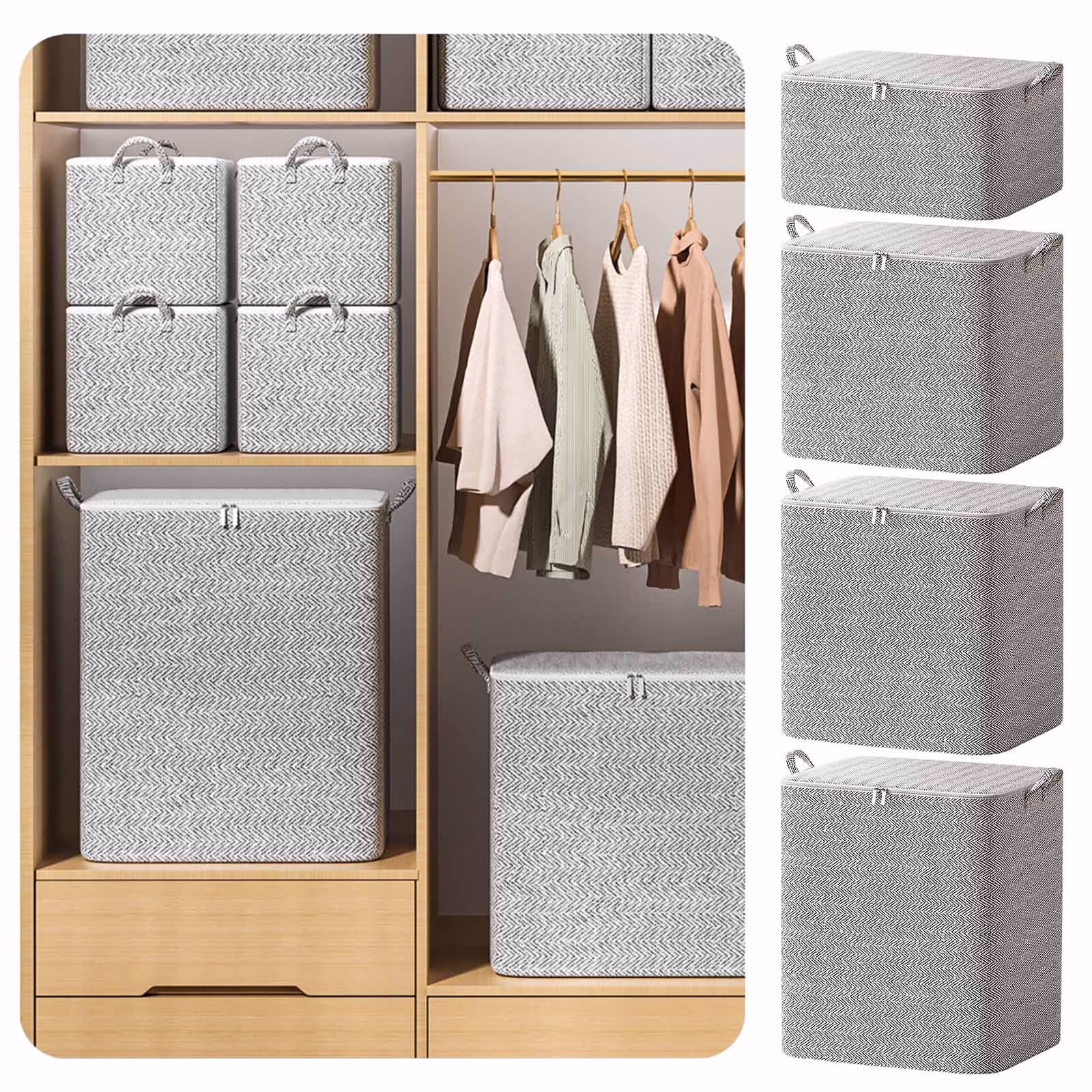 Under $5! xgfhyjeh Clothes Storage Bags, Foldable Wardrobe Storage Box, Extra Large Capacity Closet Organizers and Storage Bins for Clothing Blanket Bedding, Toy Containers Chest