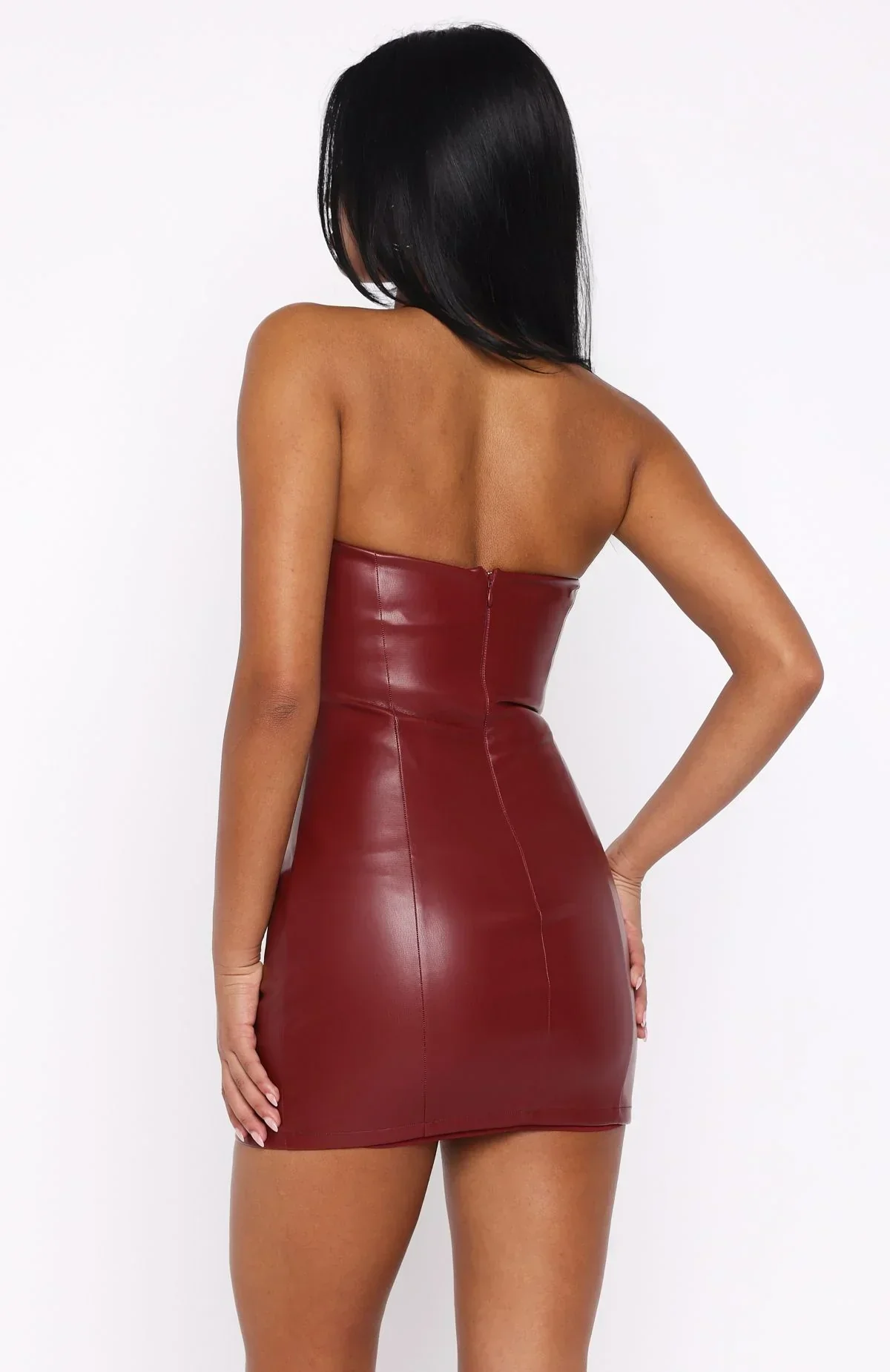 Nothing Personal Pu Mini Dress Deep Red