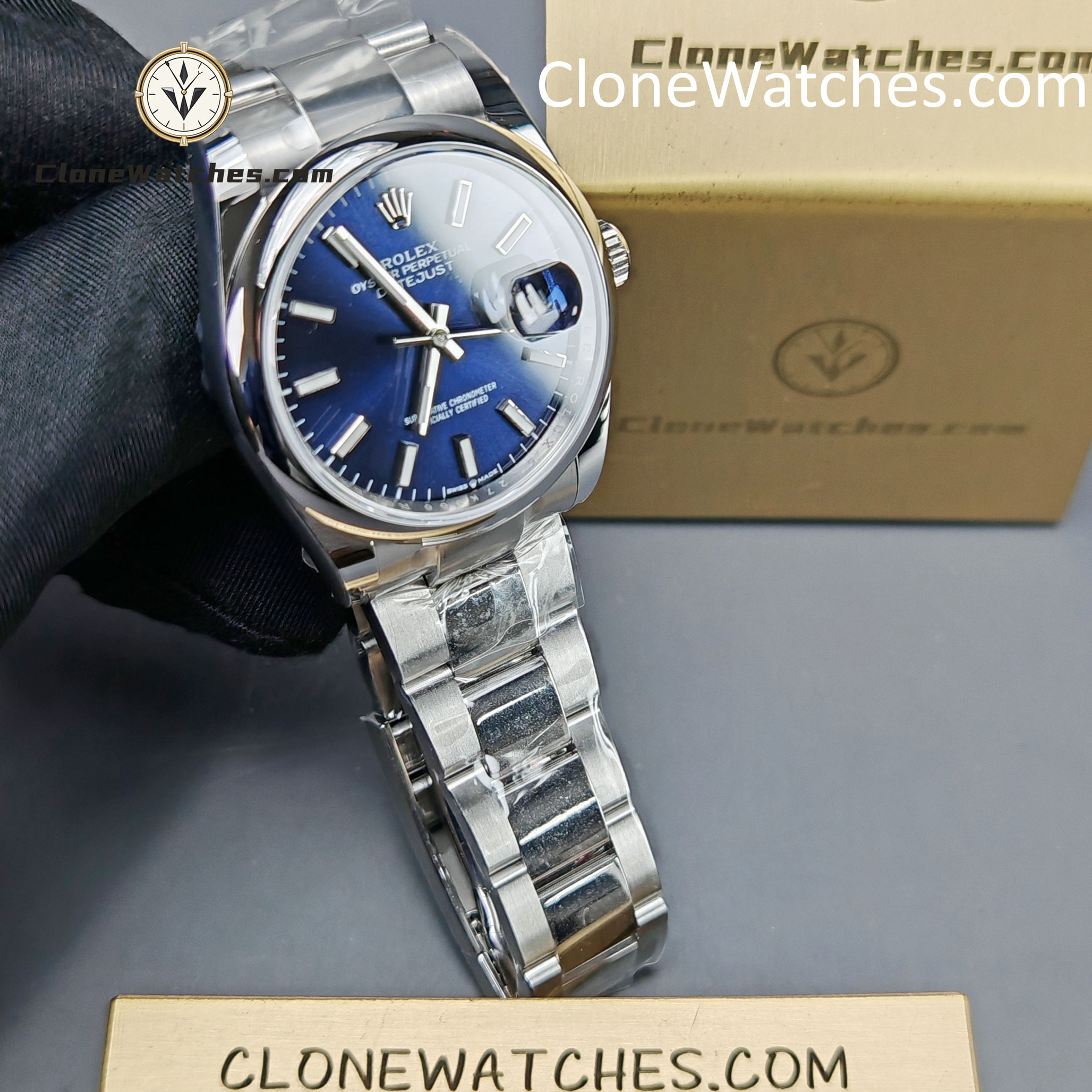 Rolex Super Clone Watches 1:1 DateJust Blue Dial m126200-0006 Oyster 36MM 3235 Movement