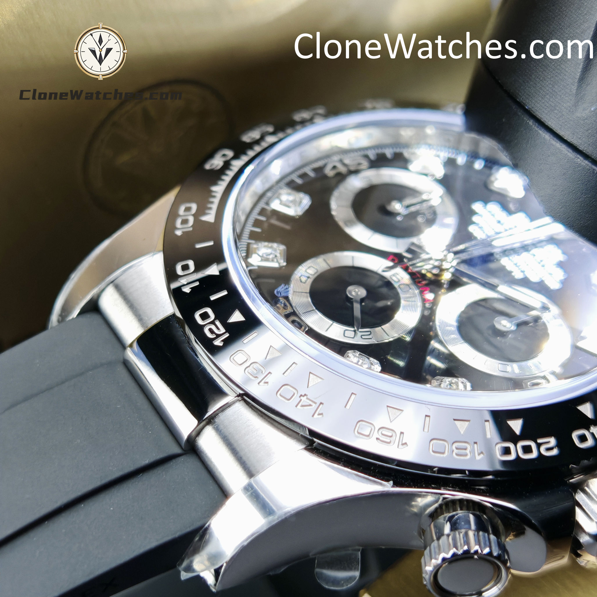 Rolex Super Clone Watches 1:1 Daytona Black Diamond Dial m116519ln-0025 4130 Movement