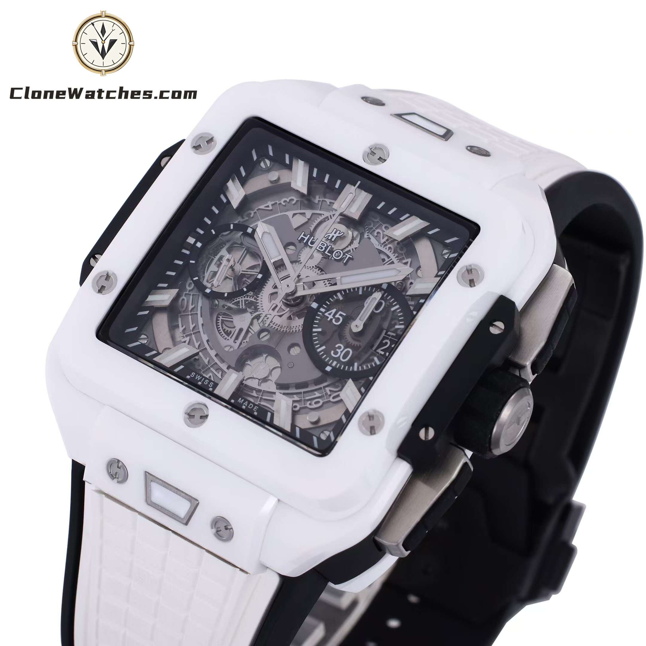 Hublot Super Clone Watches 1:1 Square Bang Unico White Ceramic 42MM 821.HX.0170.RX