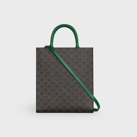 CELINE SMALL VERTICAL CABAS IN TRIOMPHE CANVAS WITH CELINE PRINT WHITE