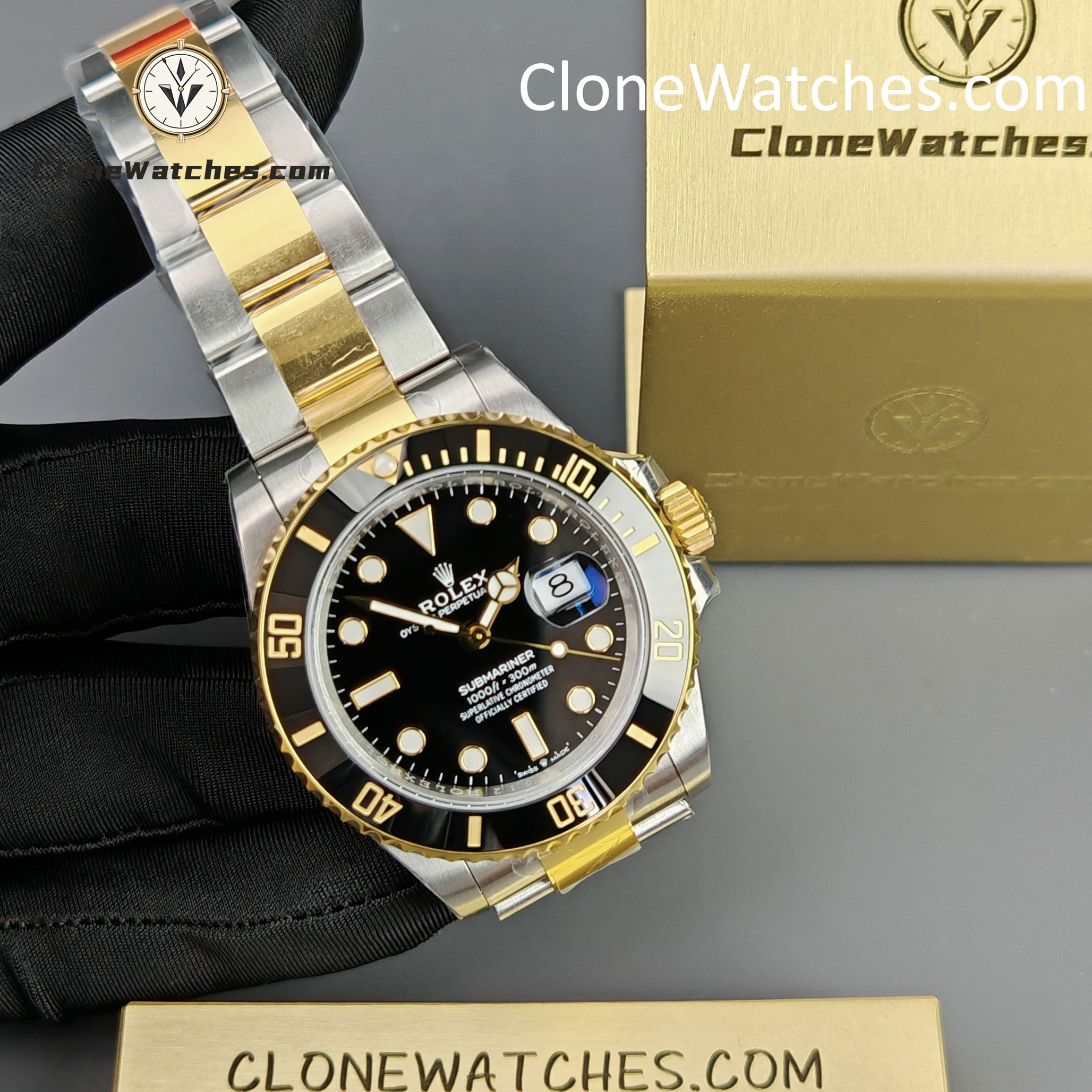 Rolex Super Clone Watches 1:1 Submariner Gold Steel m126613ln-0002 3235 Movement