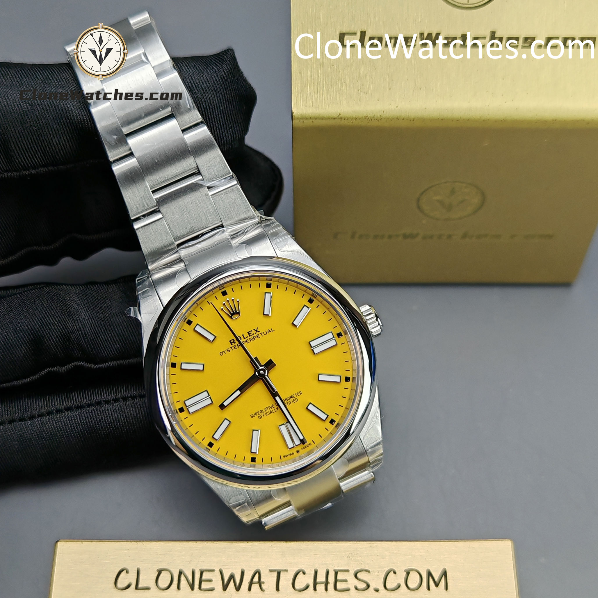 Rolex Super Clone Watches 1:1 Oyster Perpetual Yellow Dial 41mmm124300-0004 3230 Movement