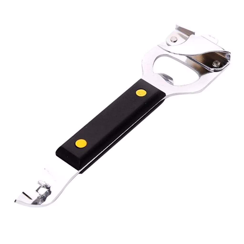 Stainless Steel 4-in-1 Can Opener & Bottle Opener, Church Key Style with Cap Catcher, Camping Essential for RV, Kitchen & Travel, Dishwasher Safe Clearance!