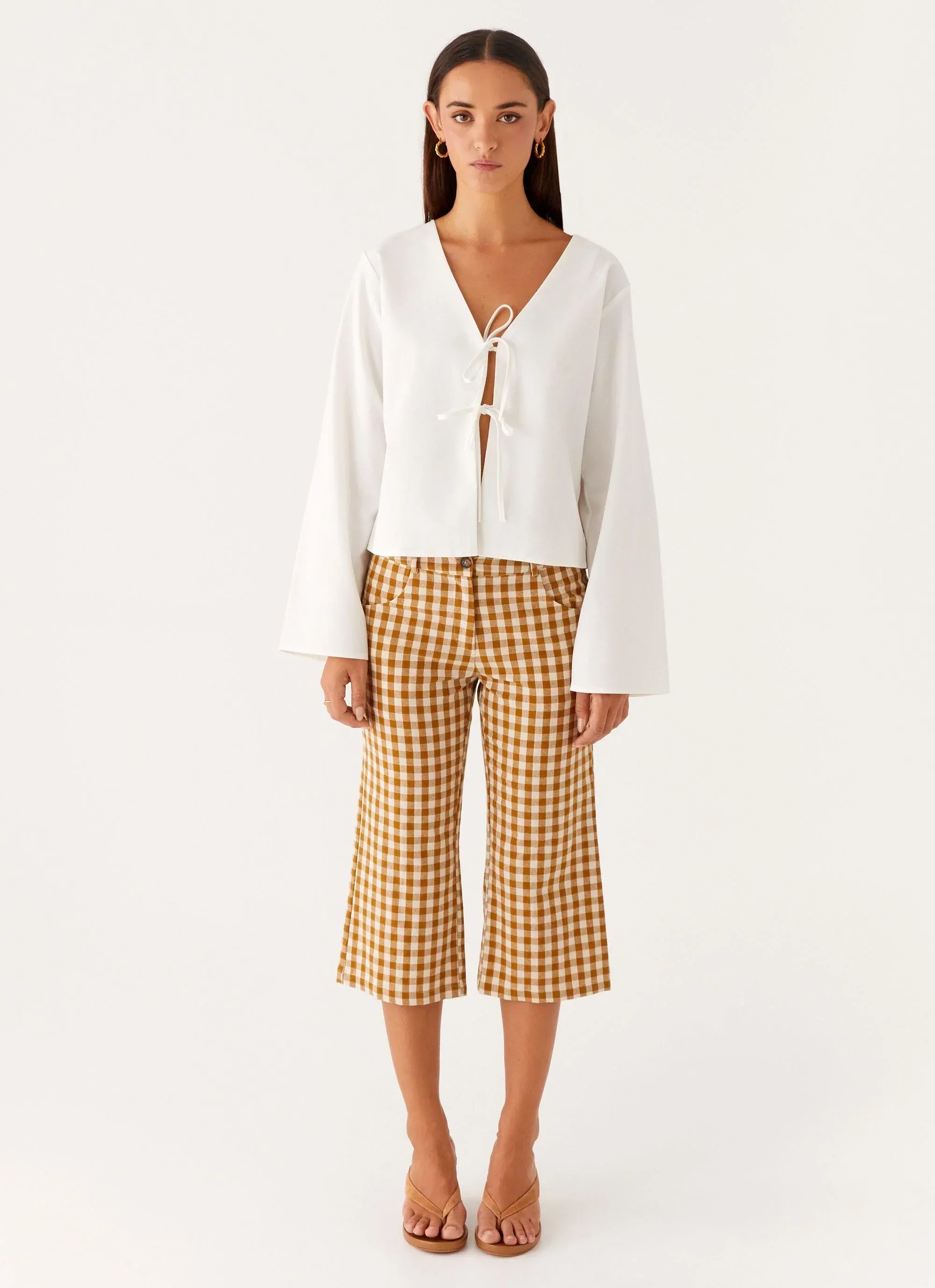 Isabelle Tie Front Top - White