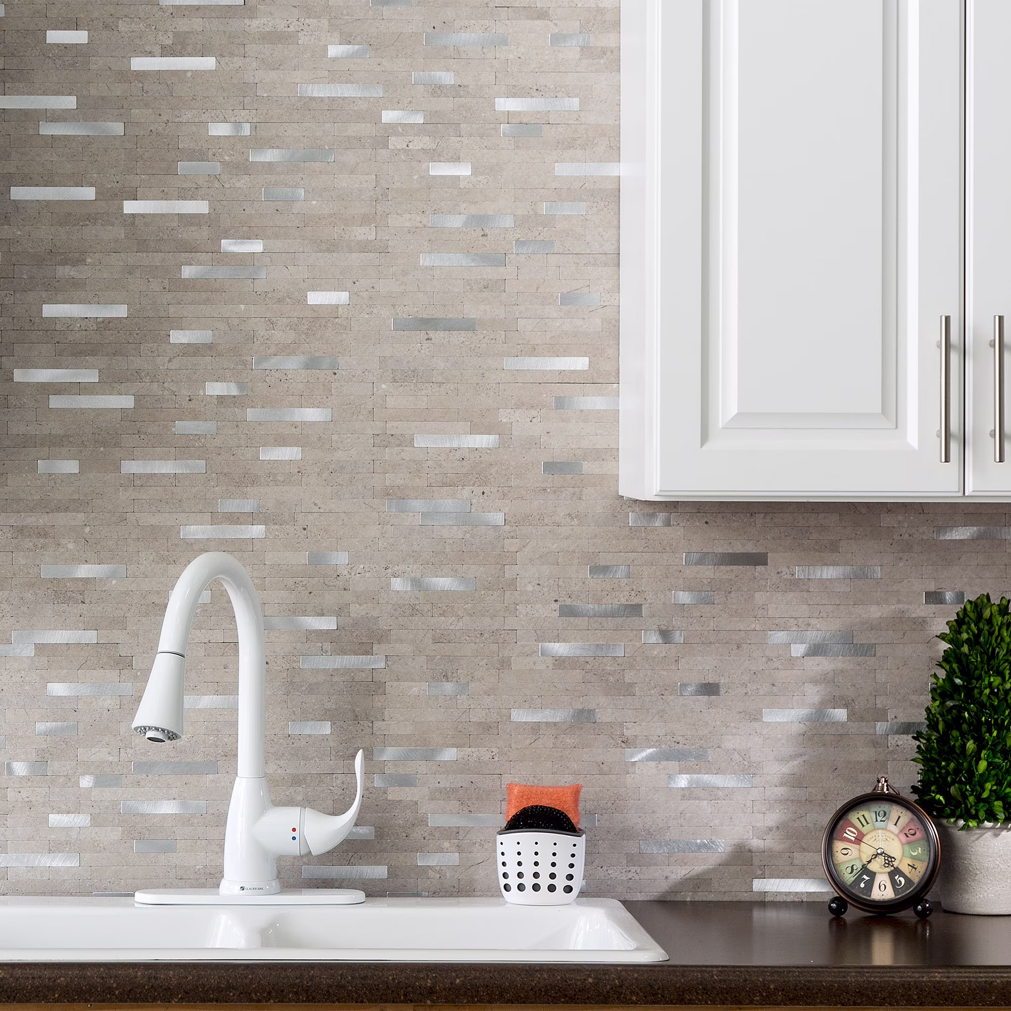 Aspect Peel and Stick Collage Tile in Biscuit Sample