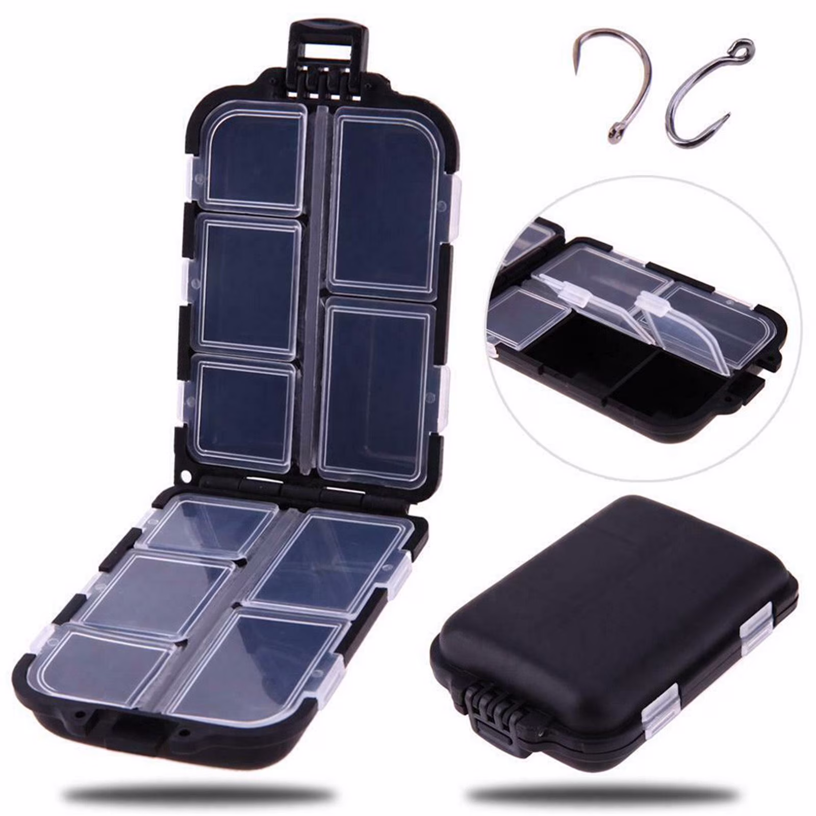 RKZDSR Multipurpose Plastic Storage Box Fishing Hook Box with 10 Intervals for Versatile Use