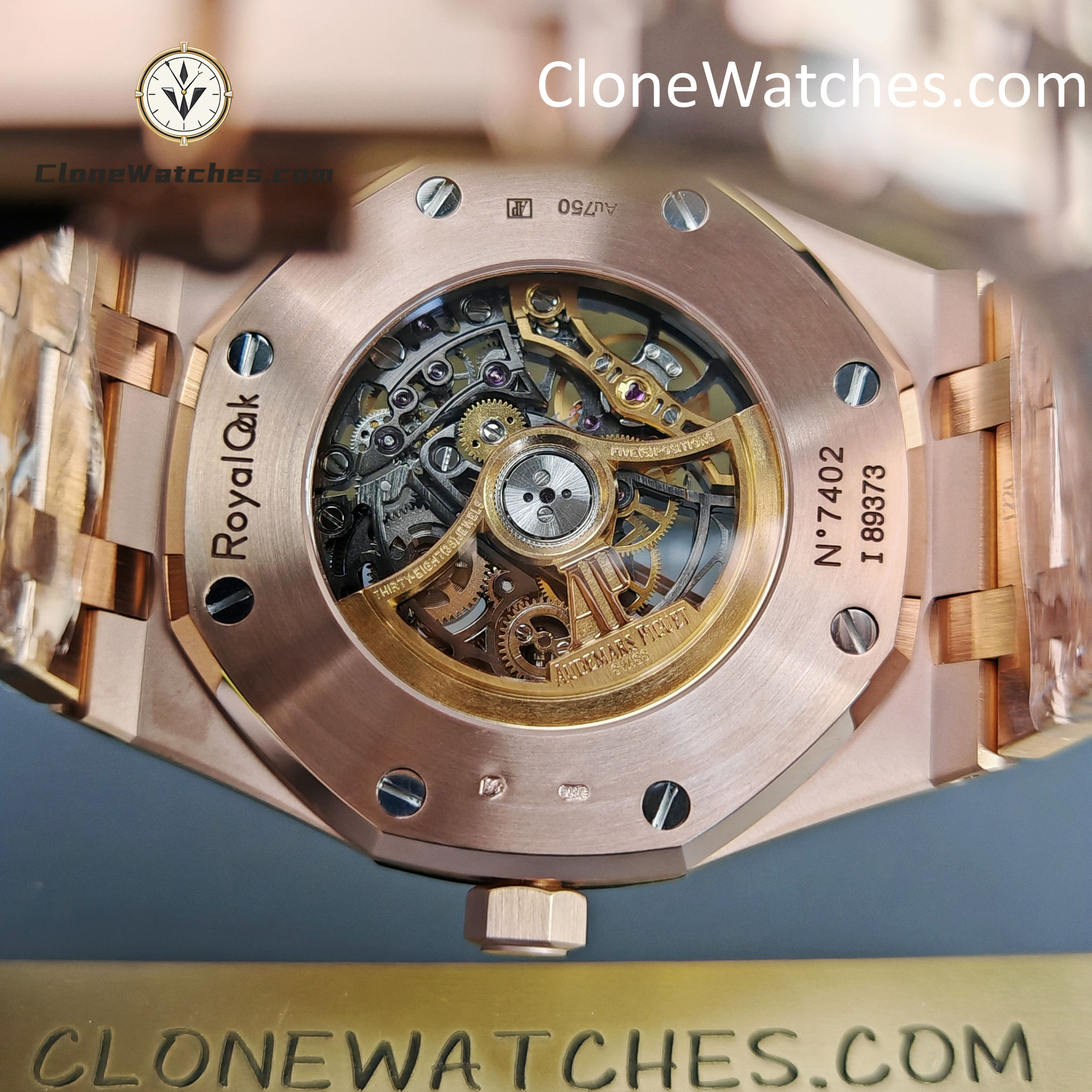 Audemars Piguet Super Clone Watches 1:1 Royal Oak Rose Gold 15407 Skeleton Dial