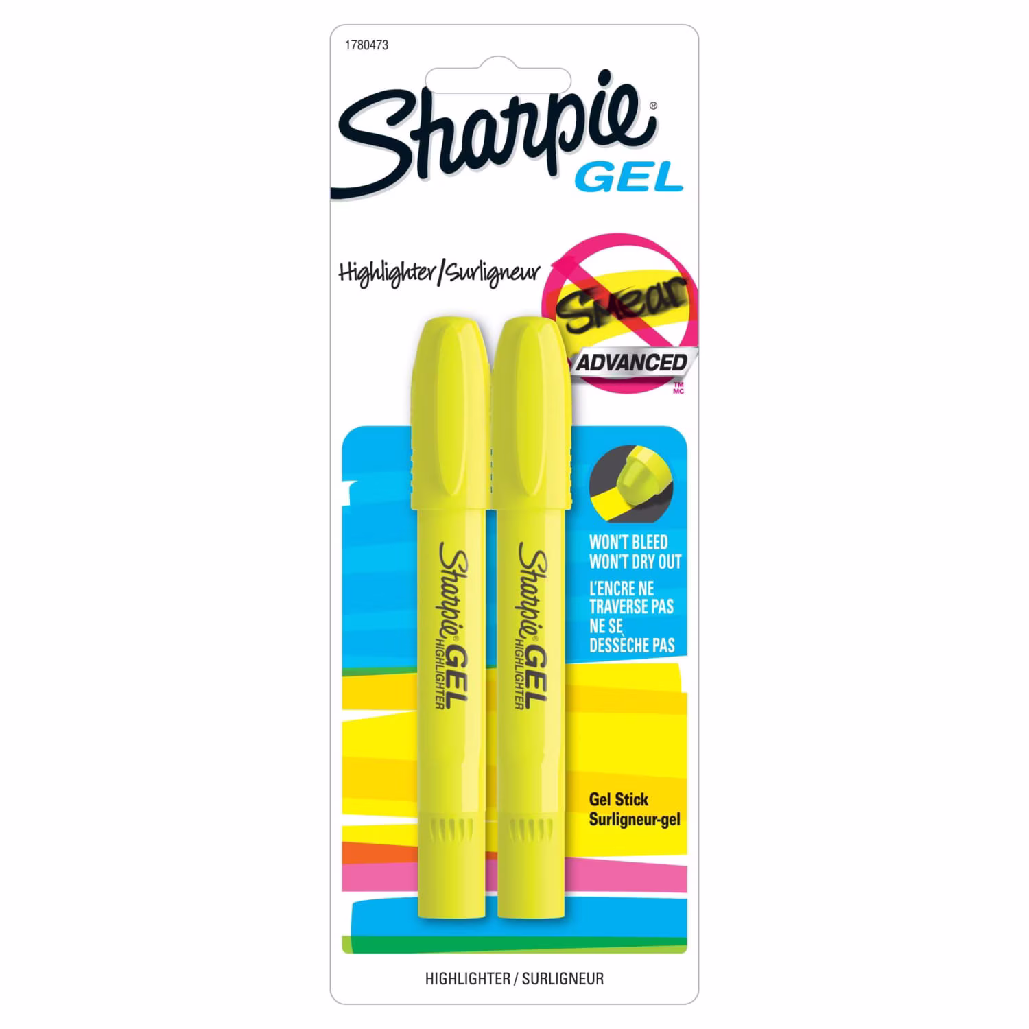 Sharpie Gel Highlighters, Bullet Tip, Fluorescent Yellow, 2 Count