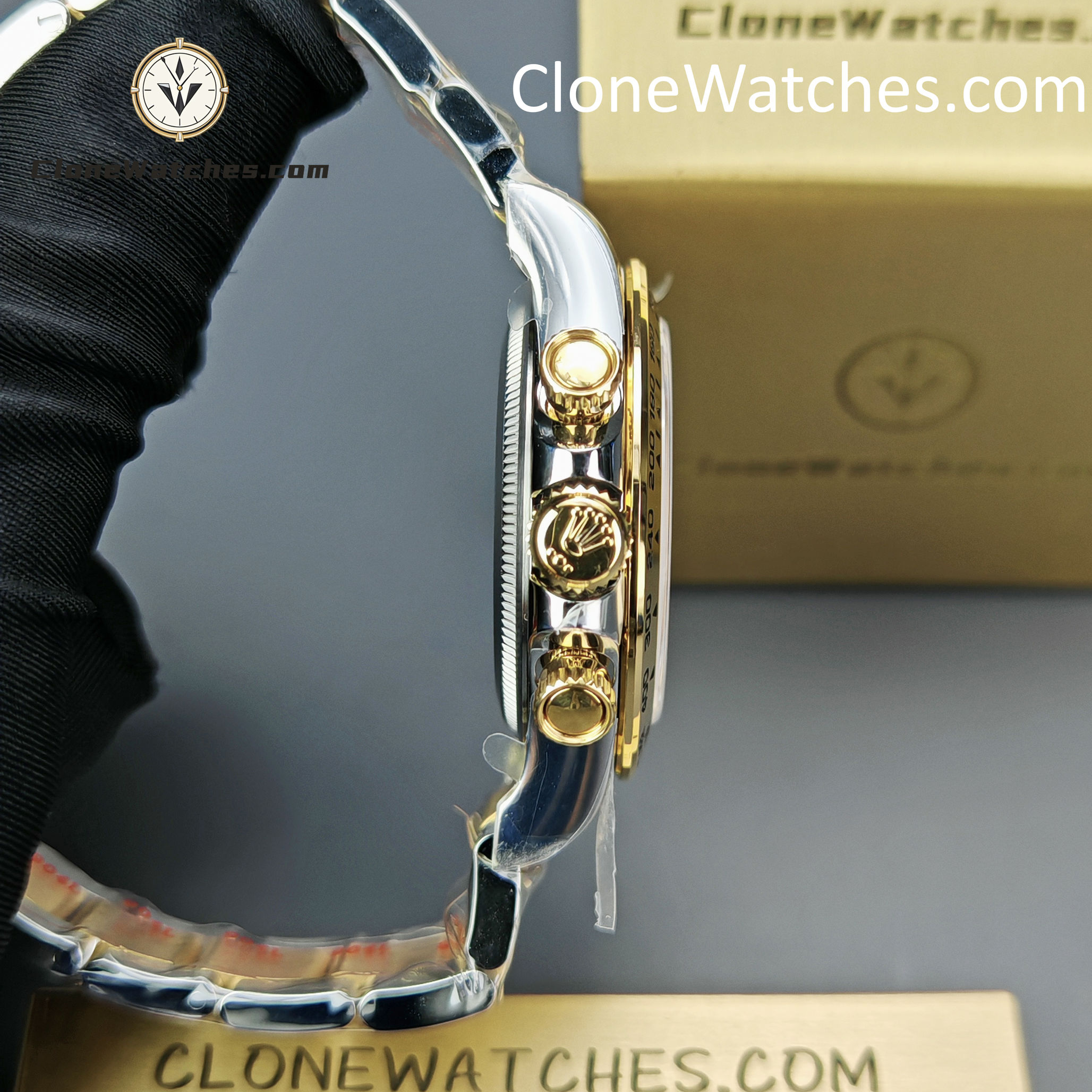 Rolex Super Clone Watches 1:1 Daytona 18K Gold Black Diamond Dial M126503-0002 4131 Movement