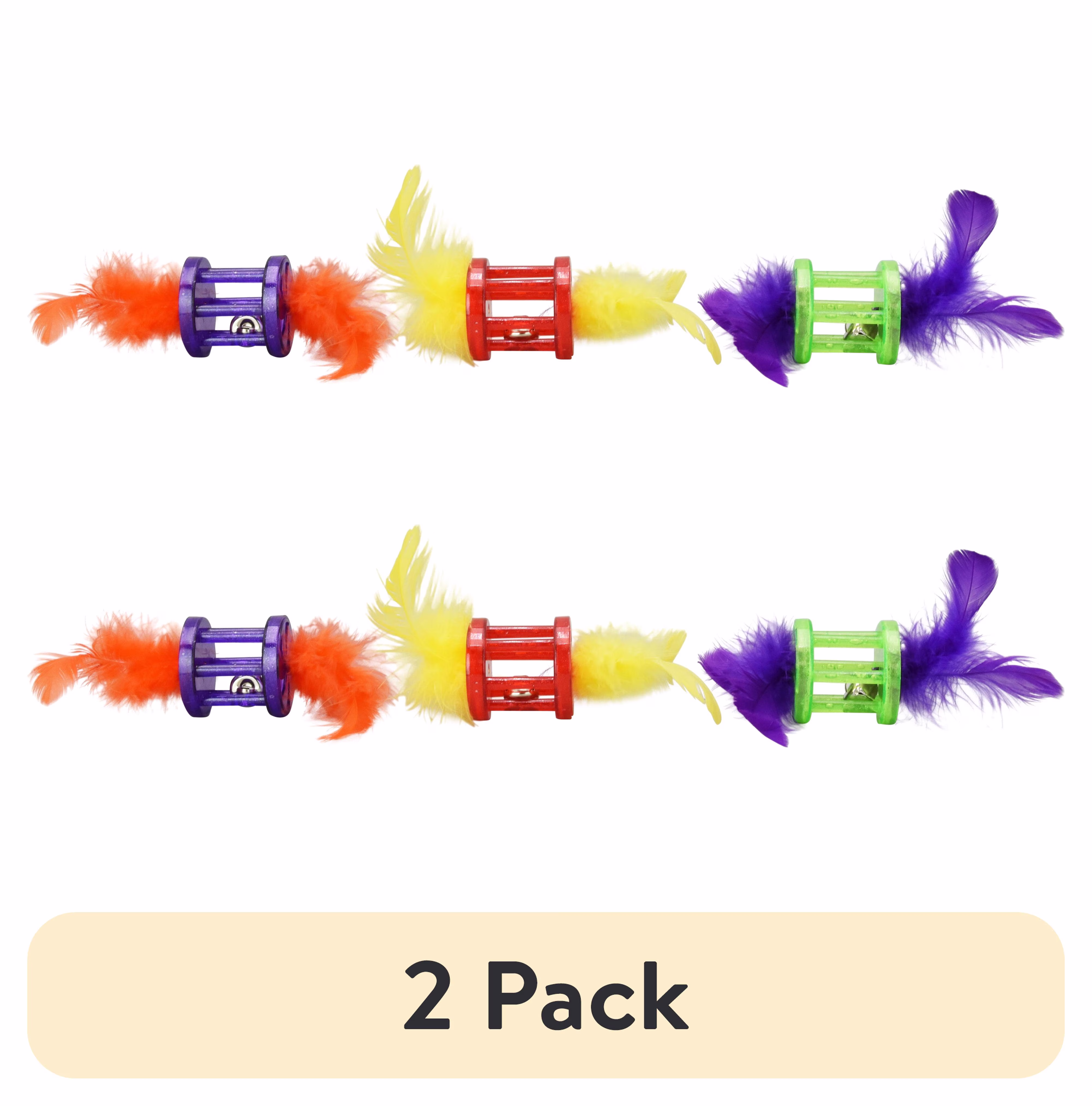 (2 pack) Vibrant Life Feather Rattle Cat Toy, 1 Count, Assorted Colors