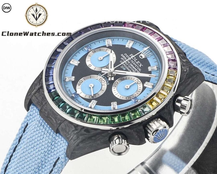 Modified Super Clone Watches 1:1 DiW Rolex Daytona Carbon Fiber RAINBOW BLUE