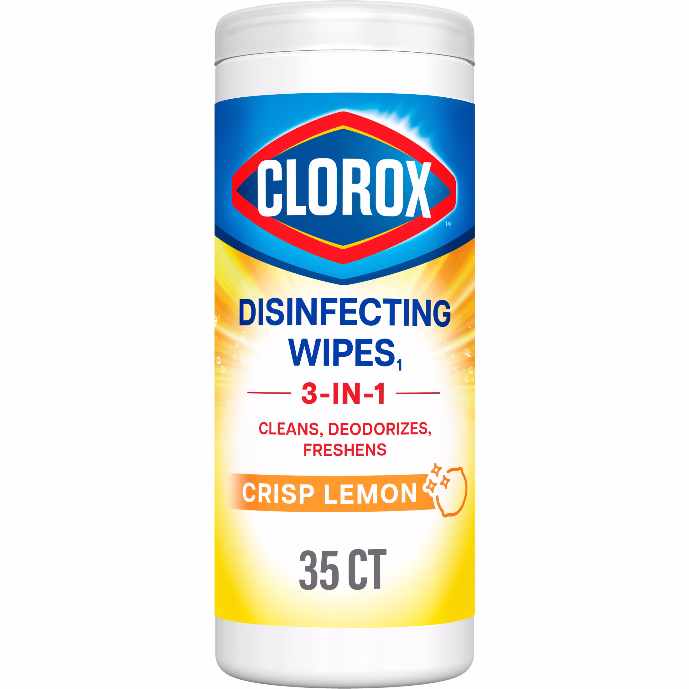 Clorox Disinfecting Cleaning Wipes, Bleach Free, Crisp Lemon, 35 Count