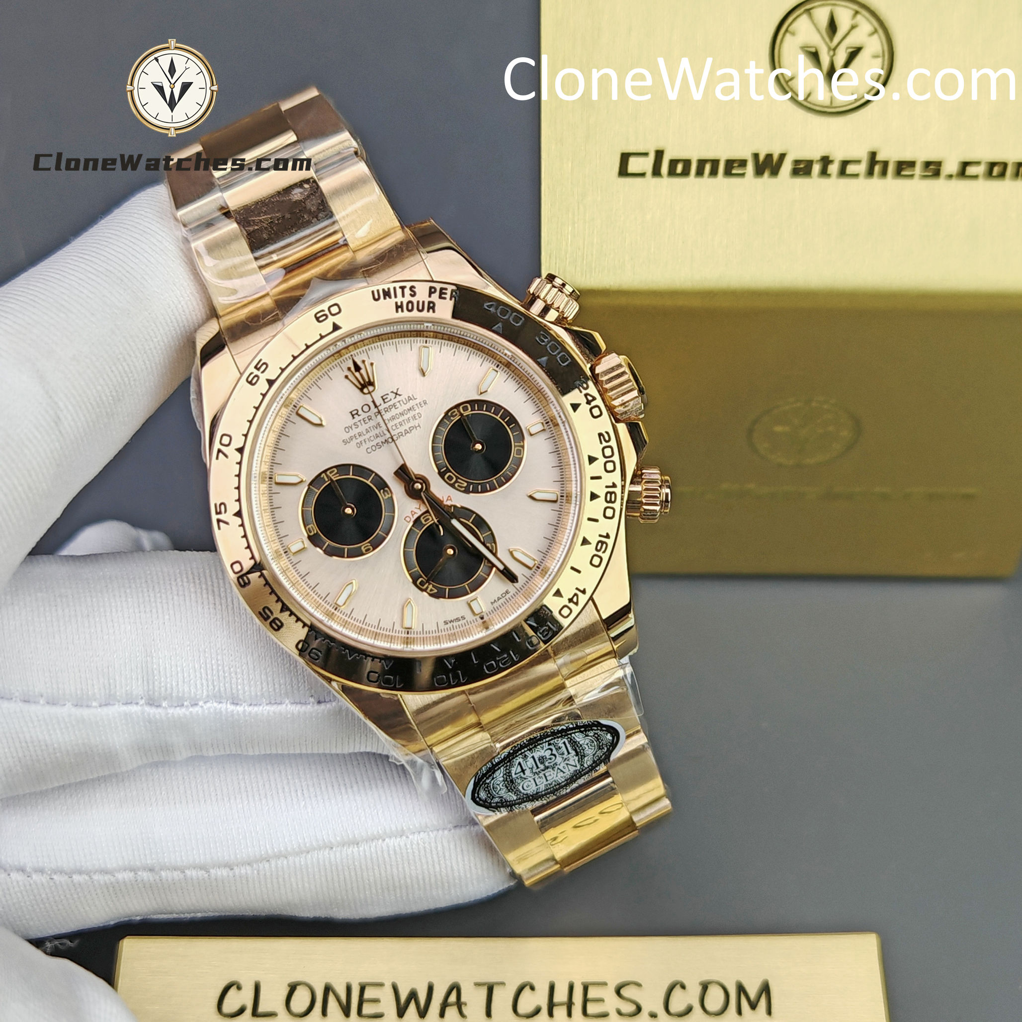 Rolex Super Clone Watches 1:1 Daytona Sundust Dial Rose Gold 126505-0003 4131 Movement
