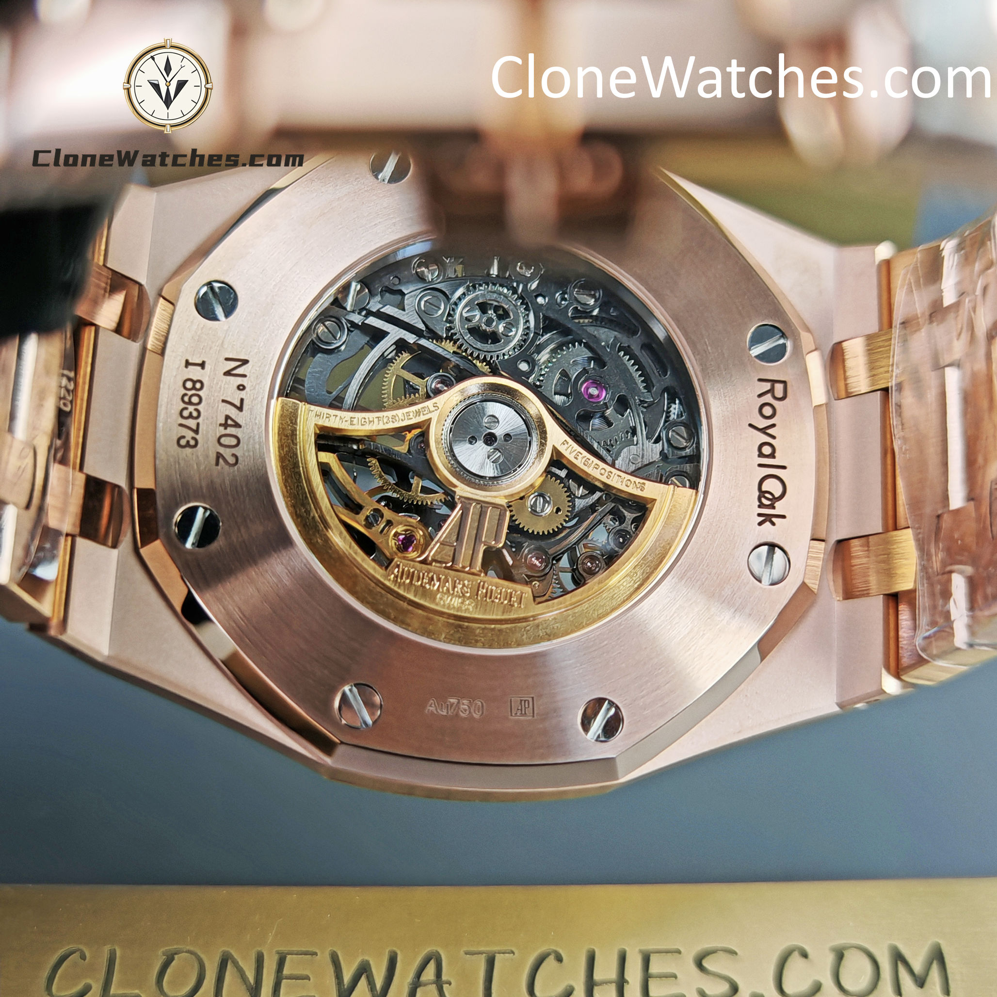 Audemars Piguet Super Clone Watches 1:1 Royal Oak Rose Gold 15407 Skeleton Dial
