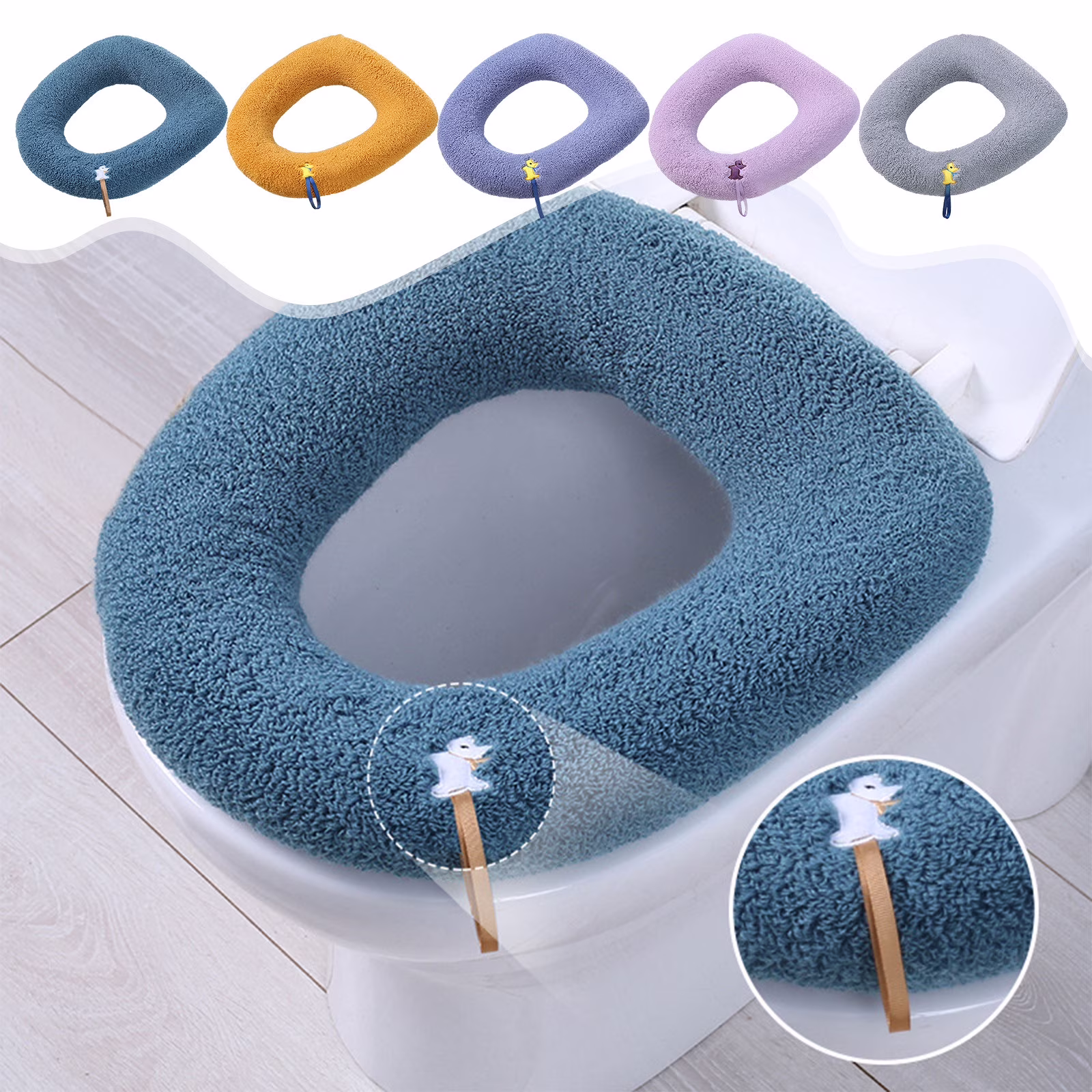 Kabnic Plush Toilet Seat Cushion - Thick Memory Foam Cover with Non-Slip Grip, Universal Fit for Round/Elongated 14"x18" Seats, Machine Washable